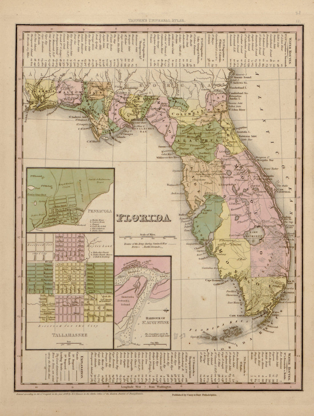 This hand drawn map of Florida from Tanner&