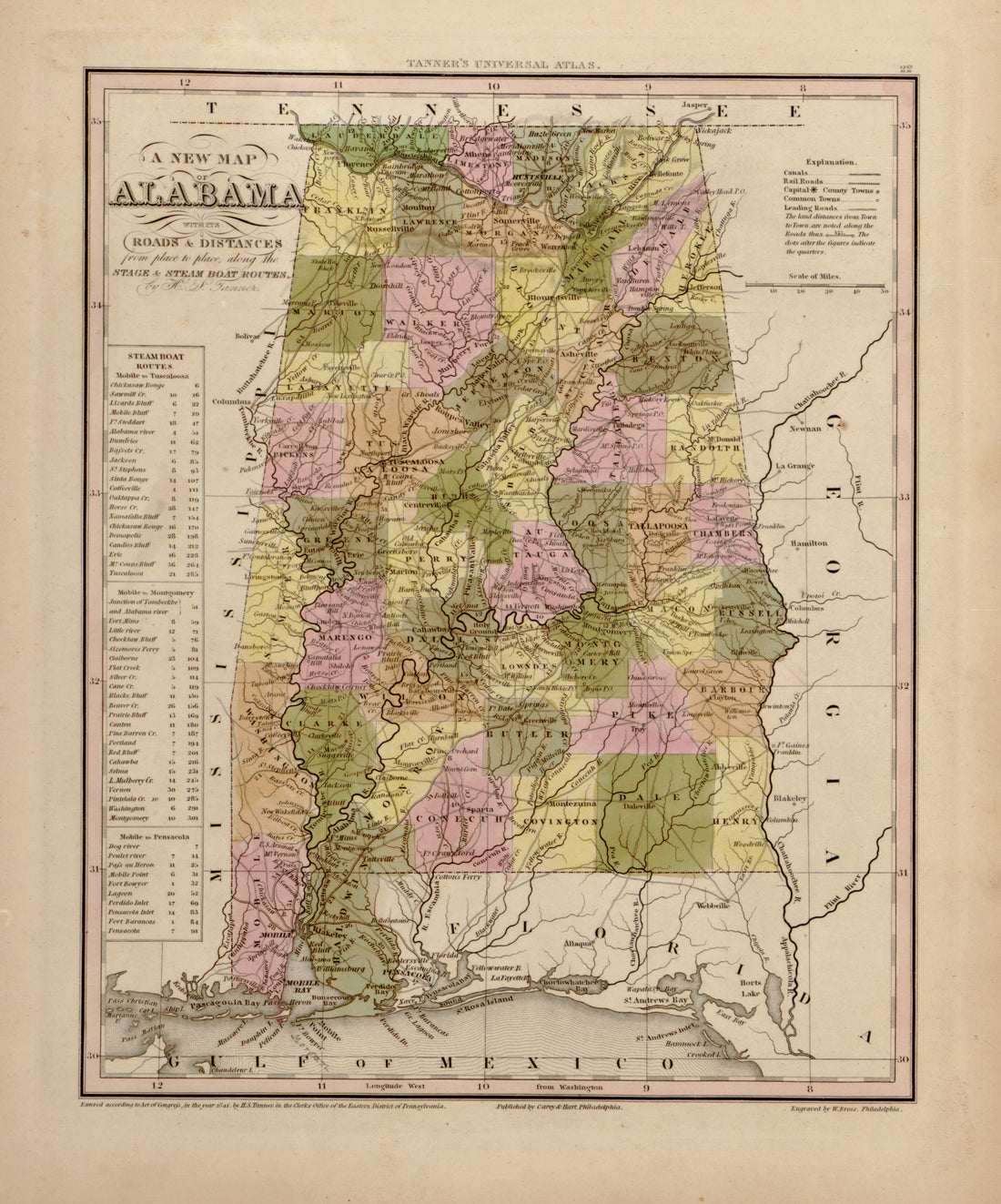 This hand drawn map of Alabama from Tanner&