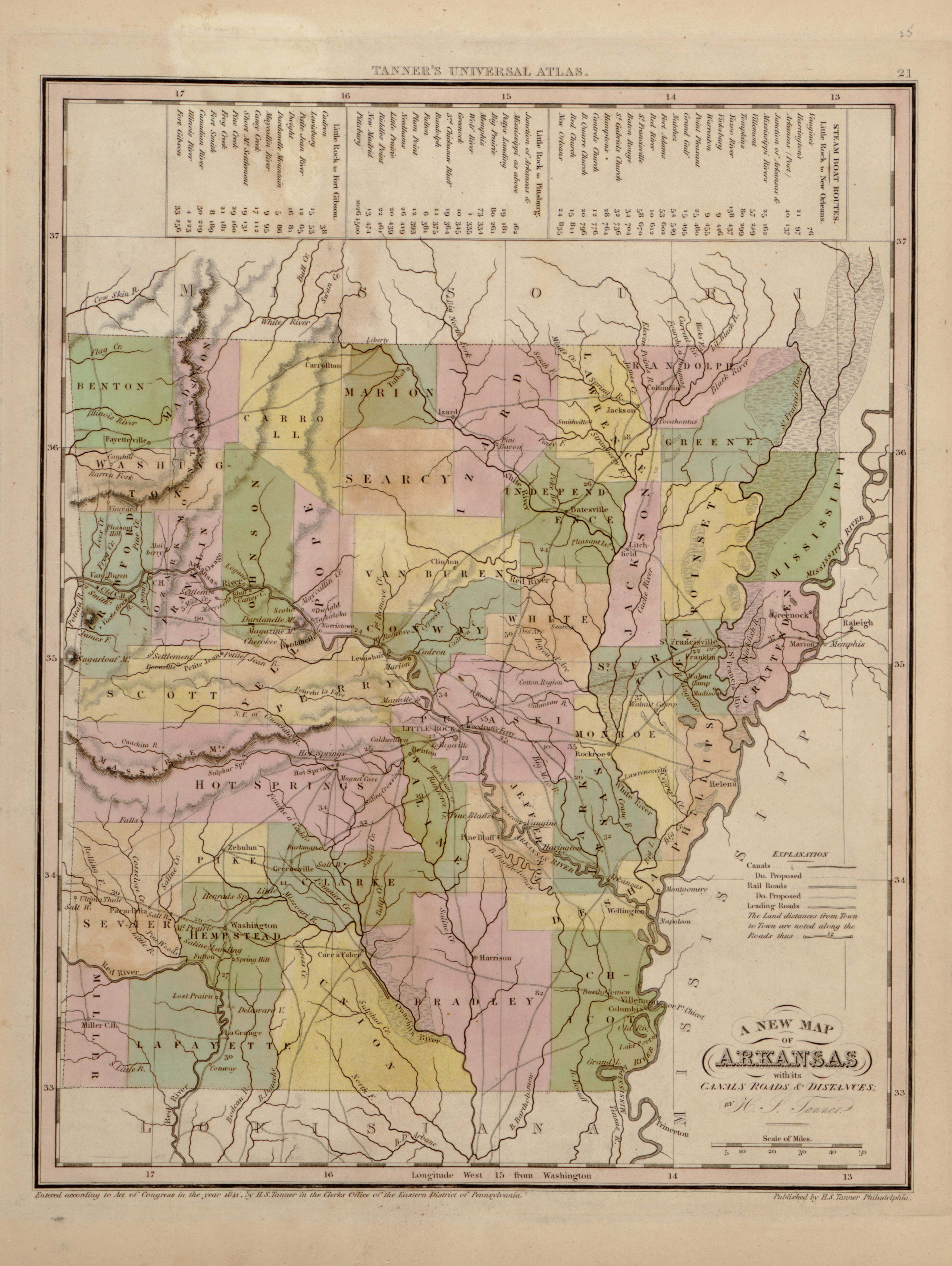 This hand drawn map of Arkansas from Tanner&