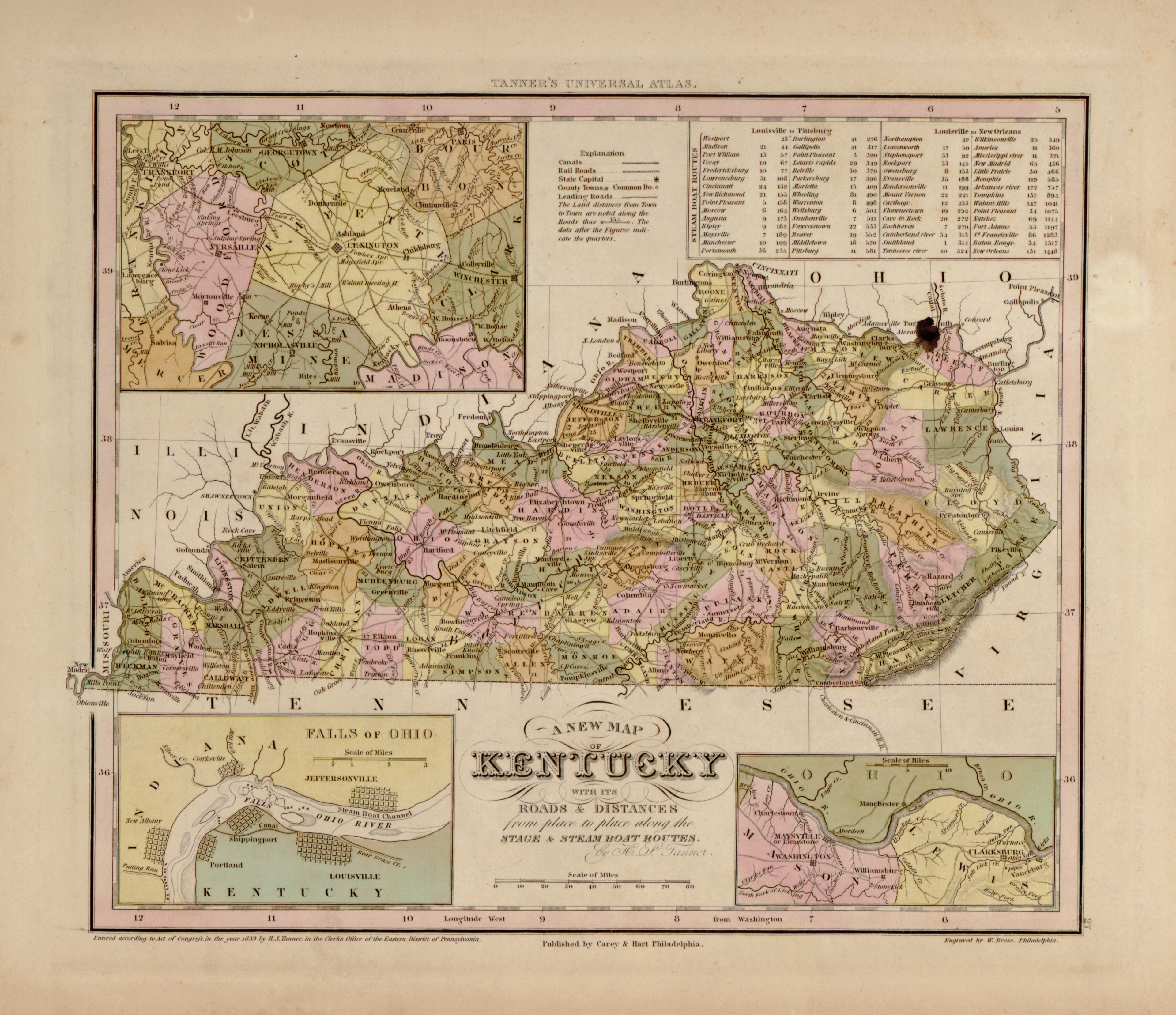 This hand drawn map of Kentucky from Tanner&