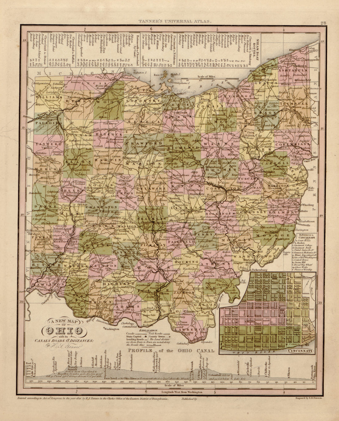 This hand drawn map of Ohio from Tanner&