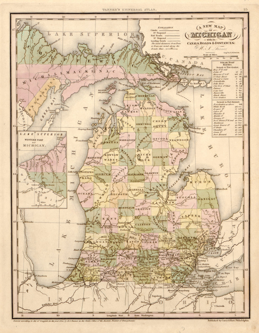 This hand drawn map of Michigan from Tanner&