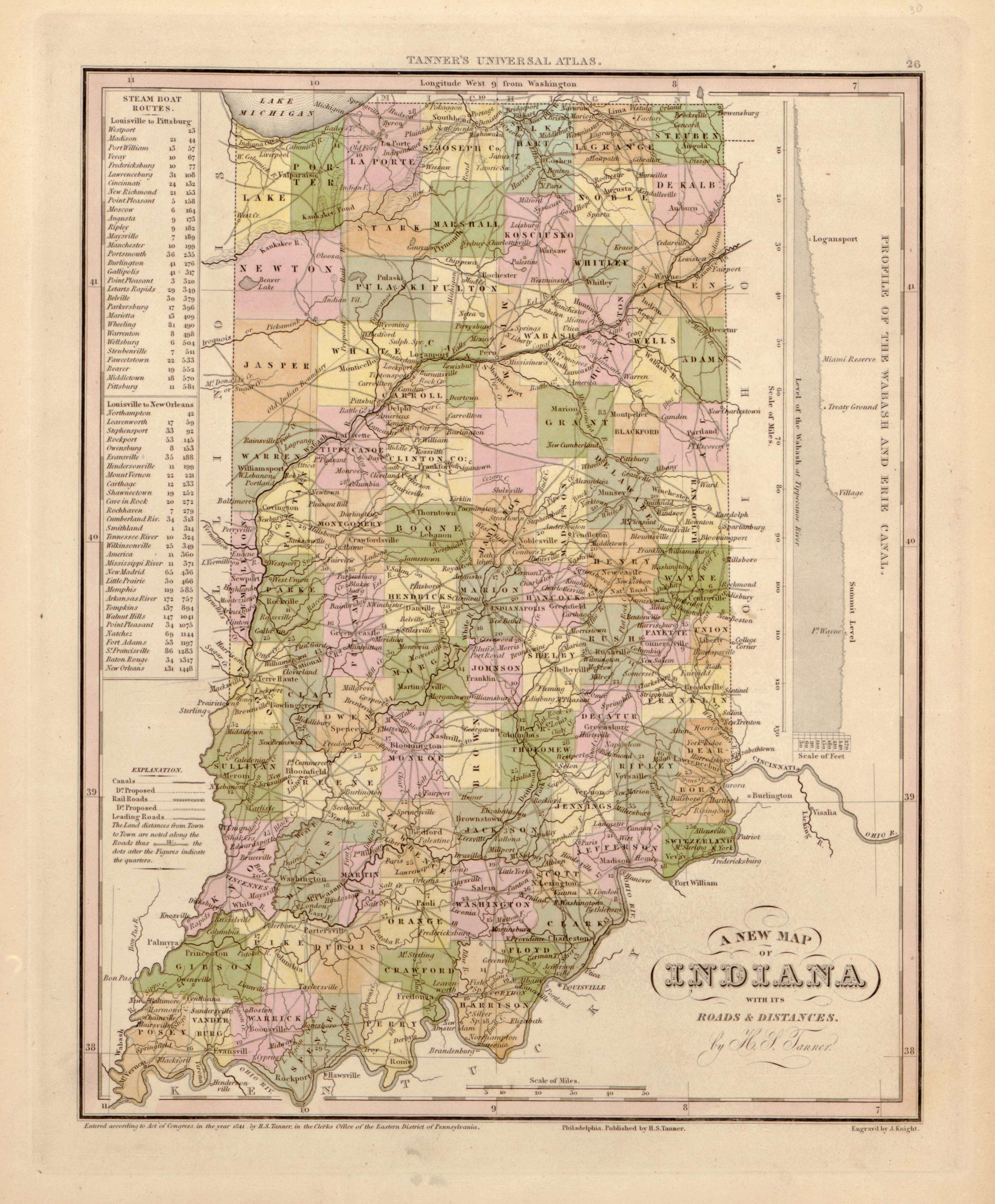This hand drawn map of Indiana from Tanner&