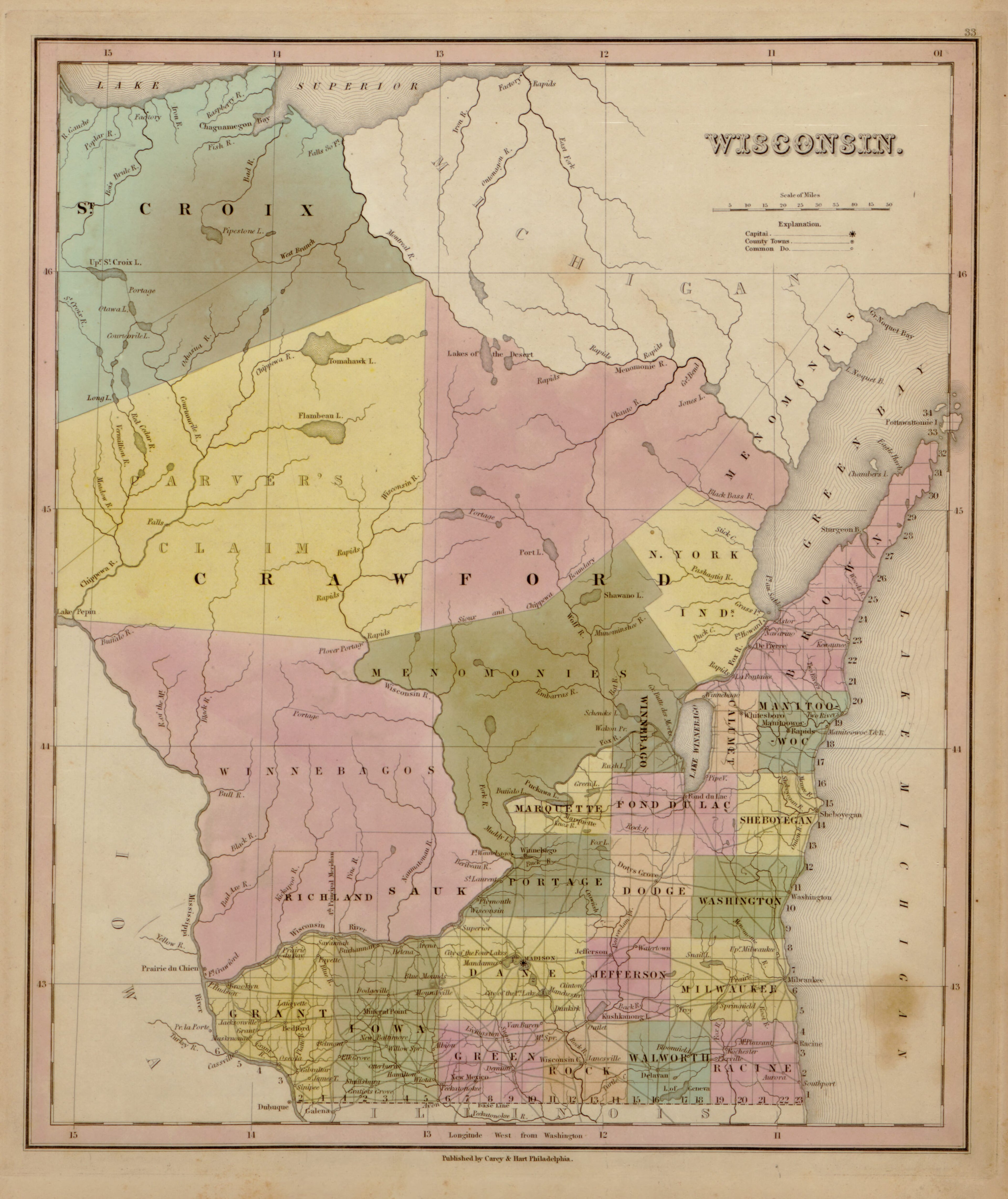 This hand drawn map of Wisconsin from Tanner&