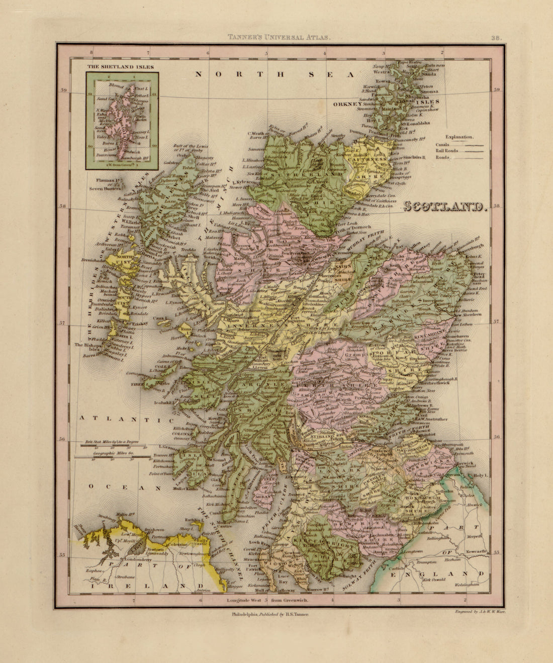 This hand drawn map of Scotland from Tanner&