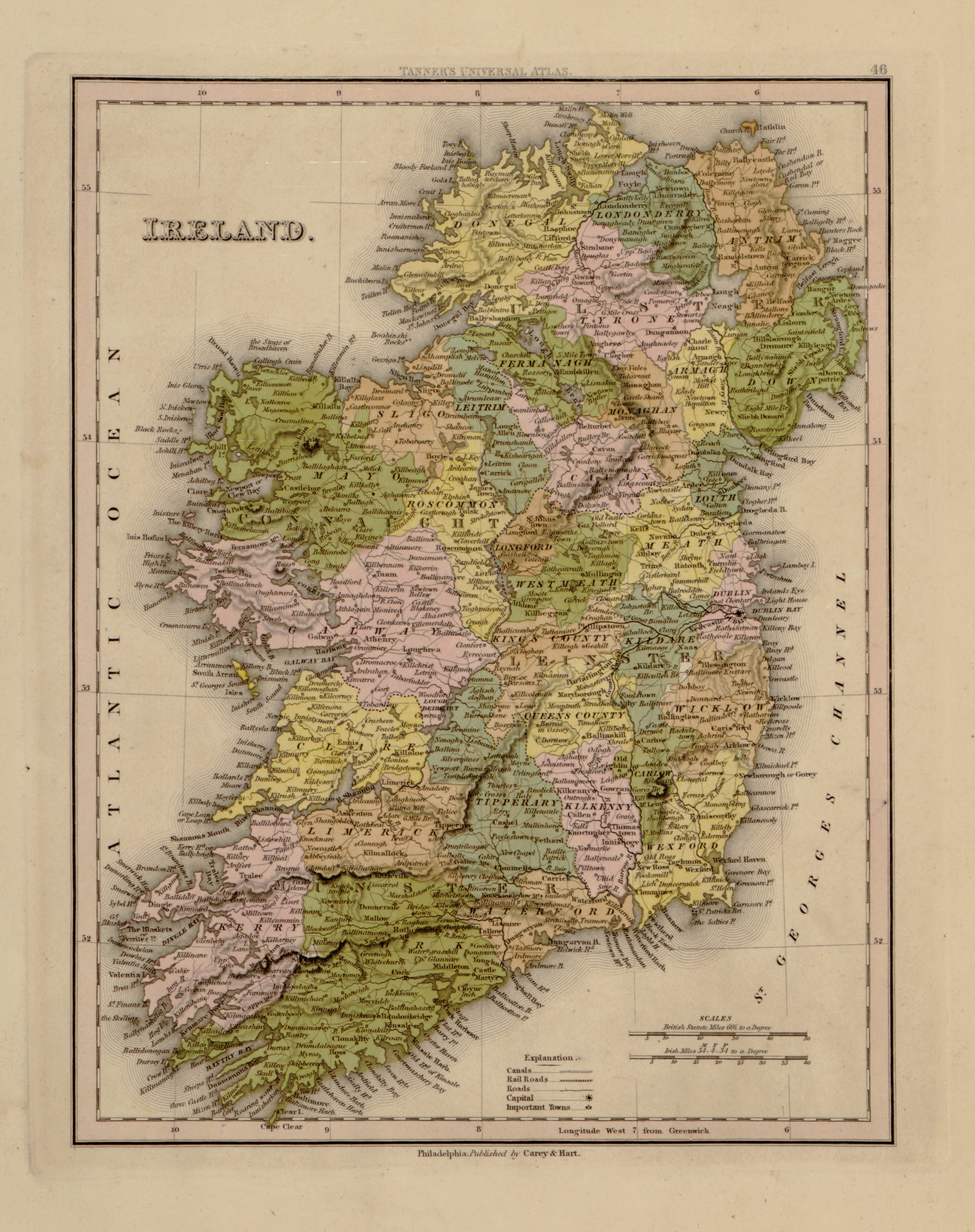 This hand drawn map of Ireland from Tanner&