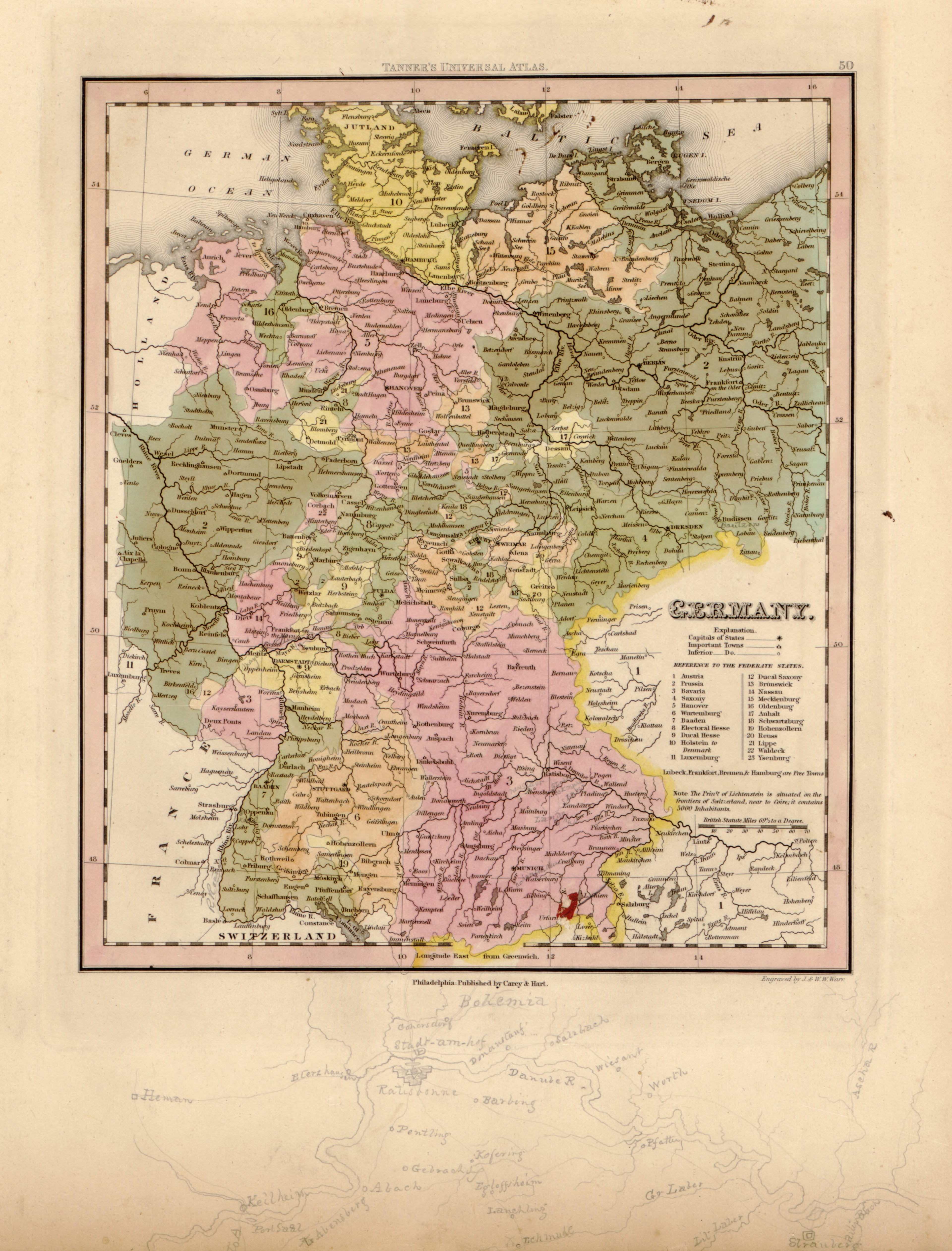 This hand drawn map of Germany from Tanner&