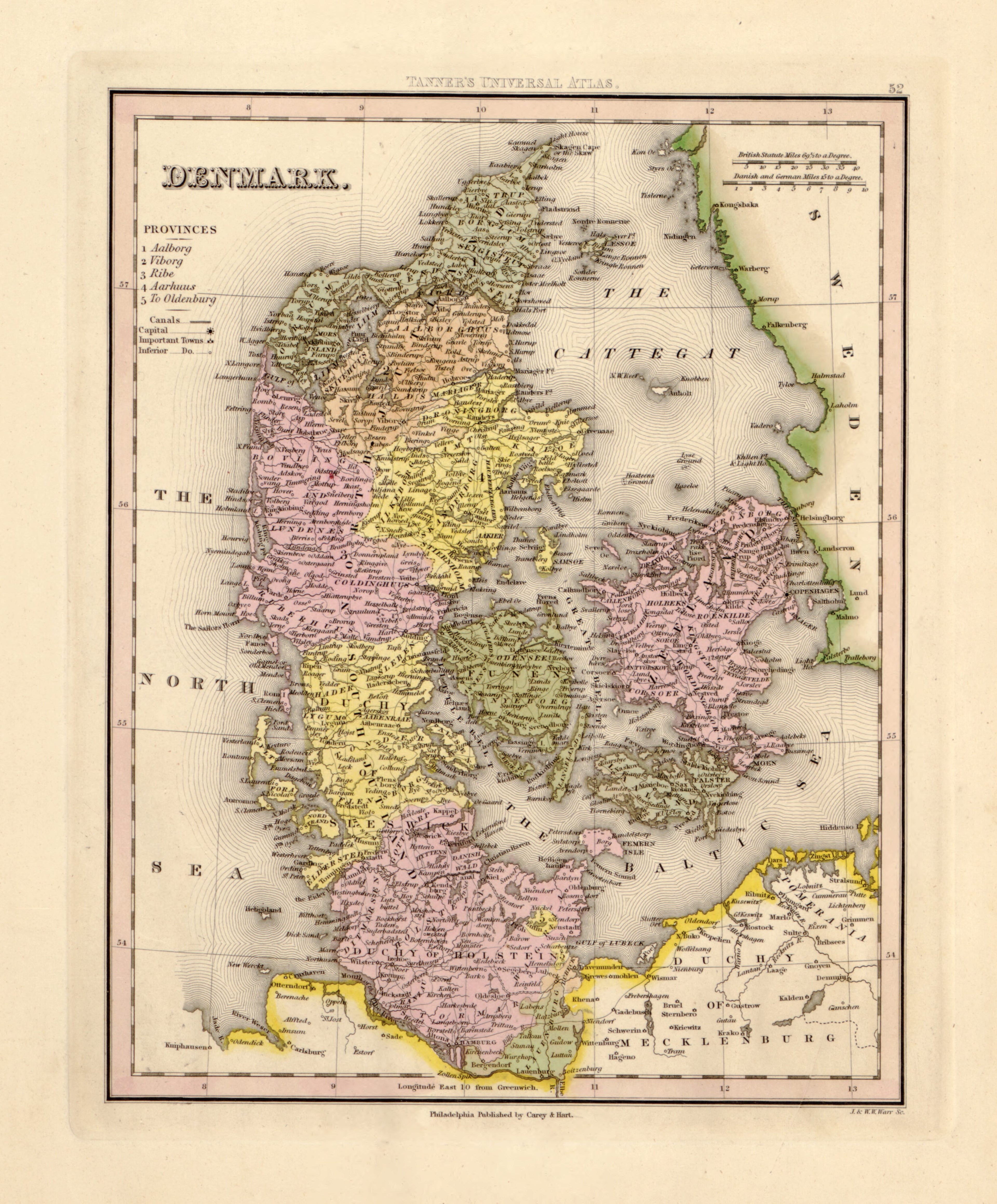 This hand drawn map of Denmark from Tanner&