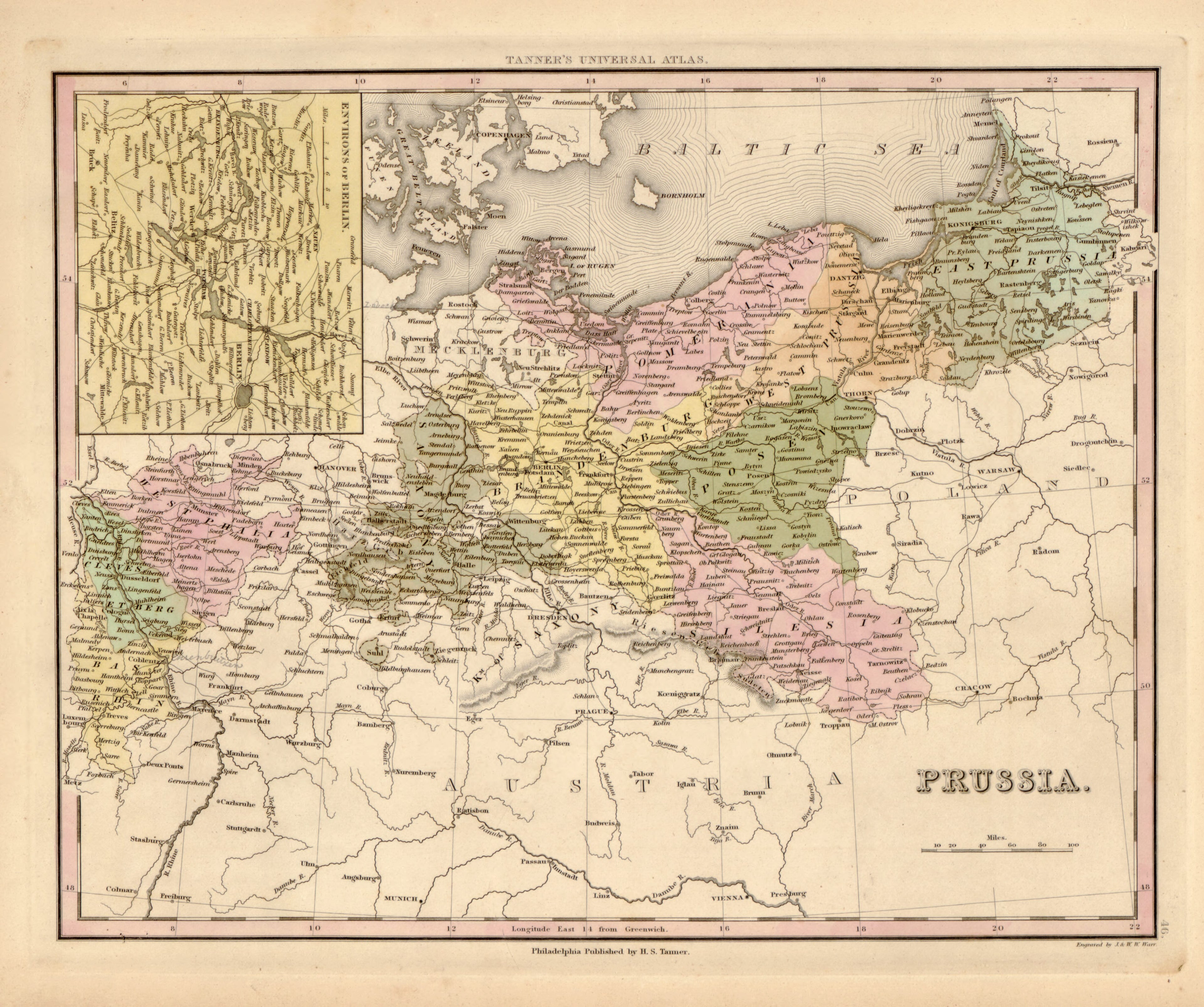 This hand drawn map of Prussia from Tanner&