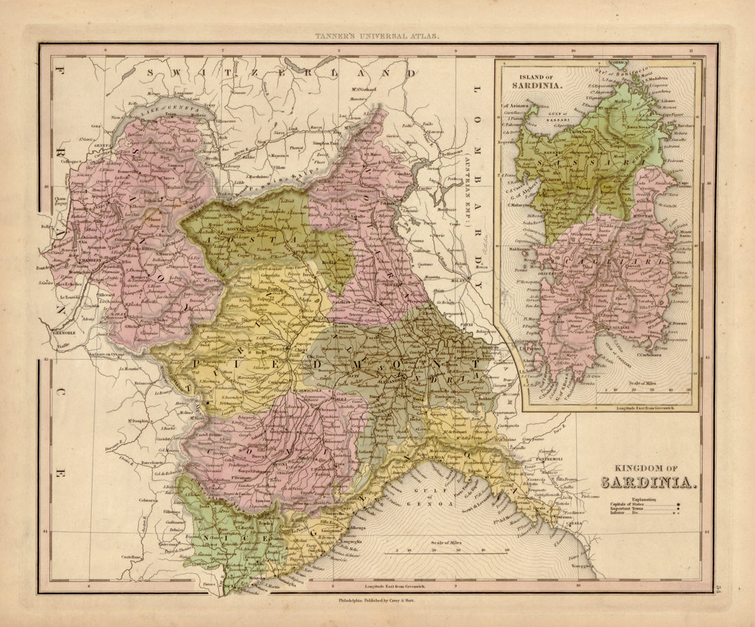 This hand drawn map of Sardinia from Tanner&