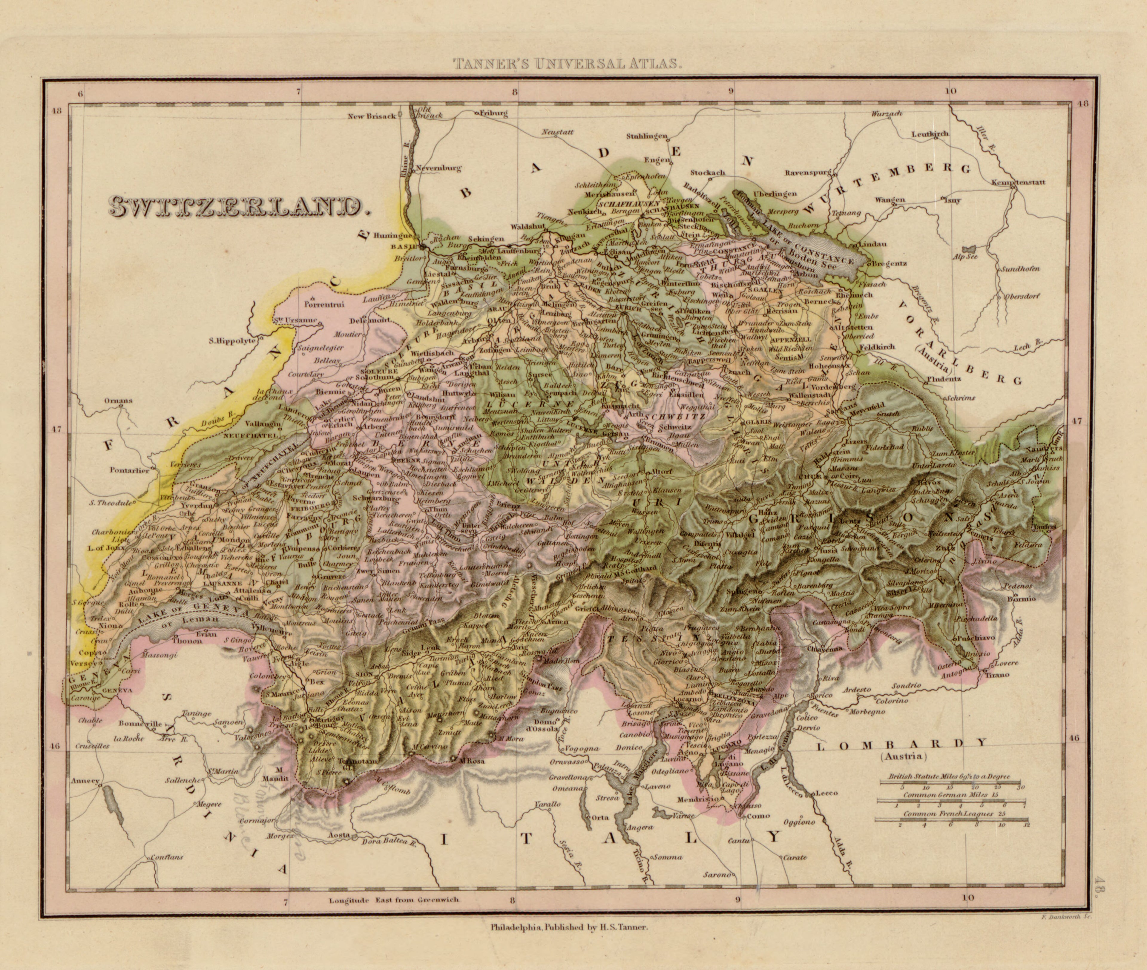 This hand drawn map of Switzerland from Tanner&