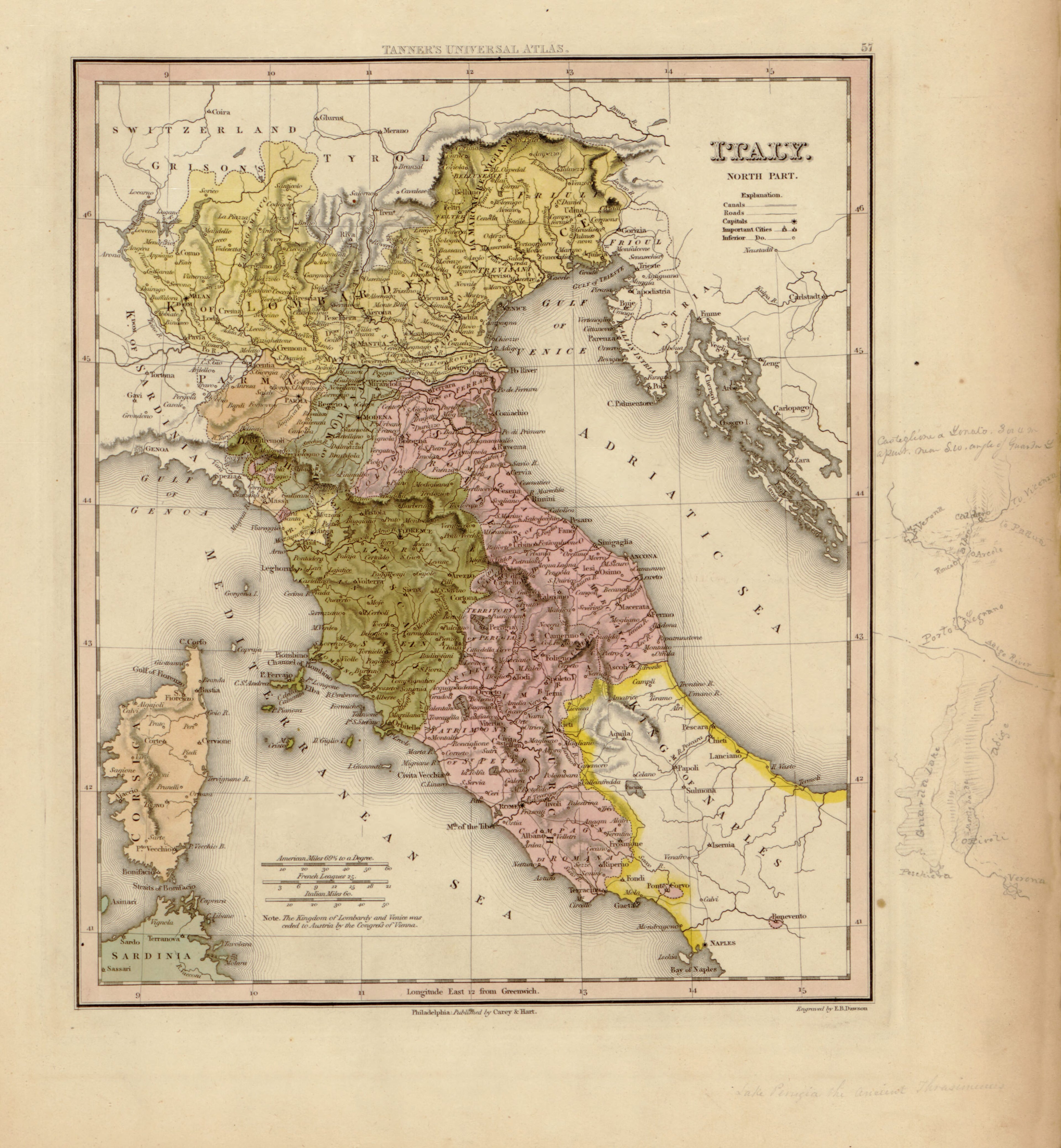 This hand drawn map of Italy from Tanner&