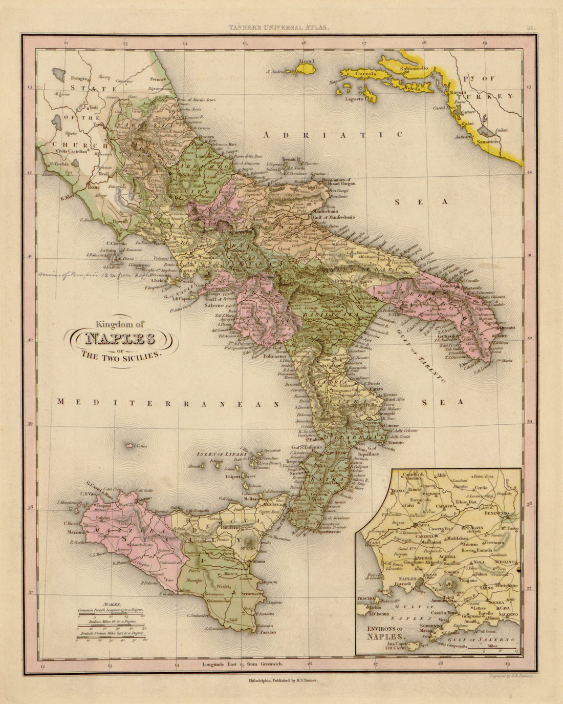 This hand drawn map of Naples from Tanner&