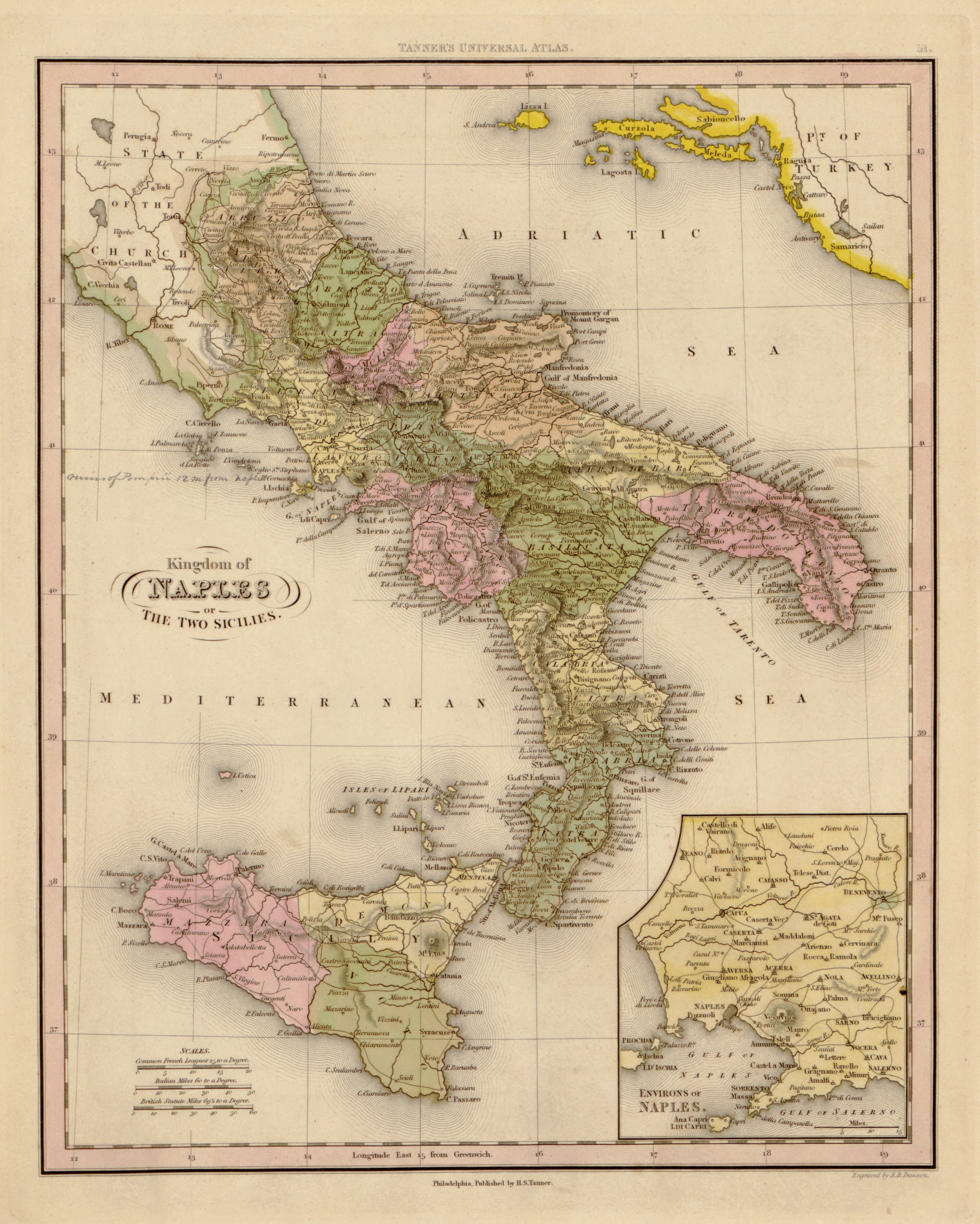 This hand drawn map of Naples from Tanner&