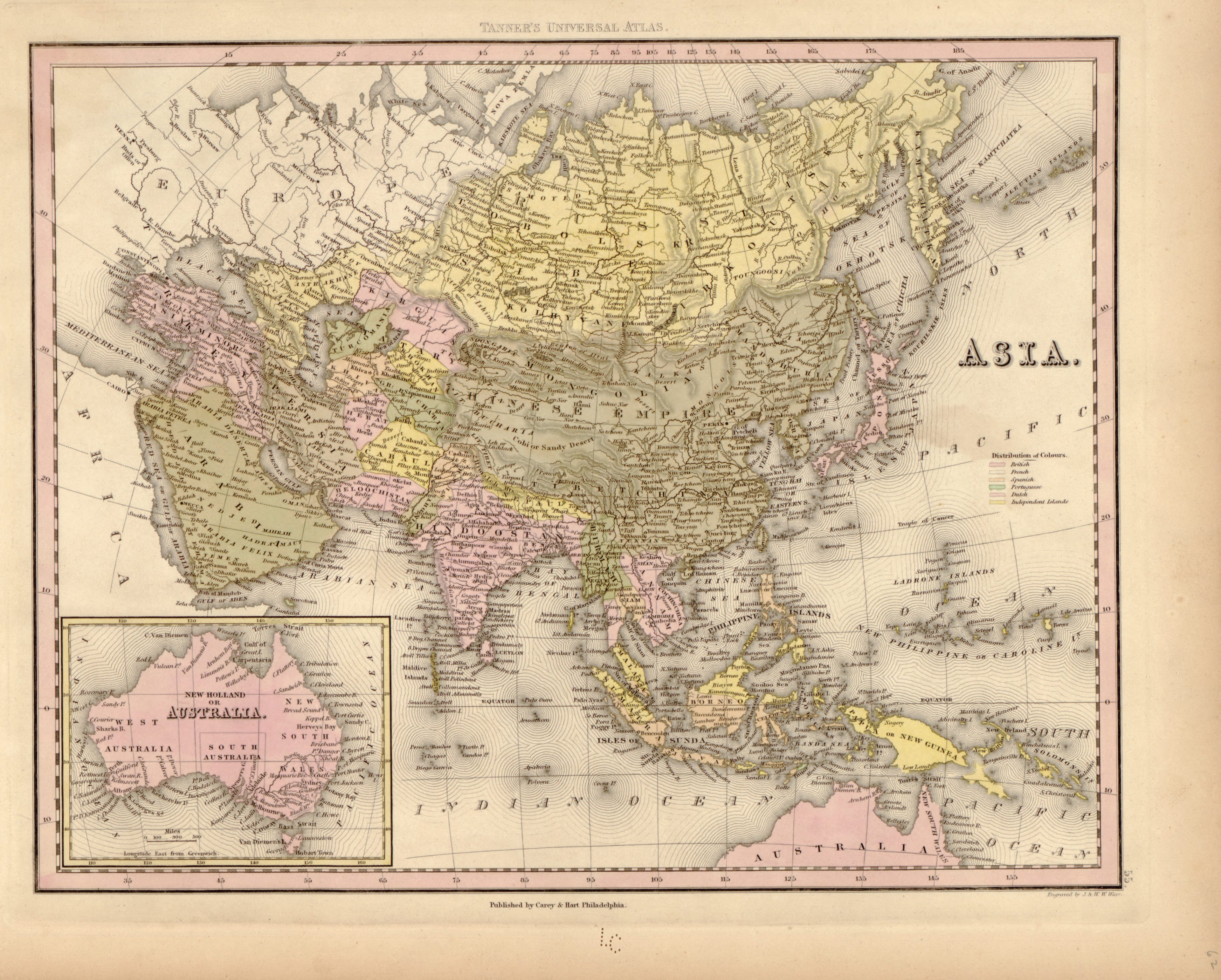 This hand drawn map of Asia from Tanner&