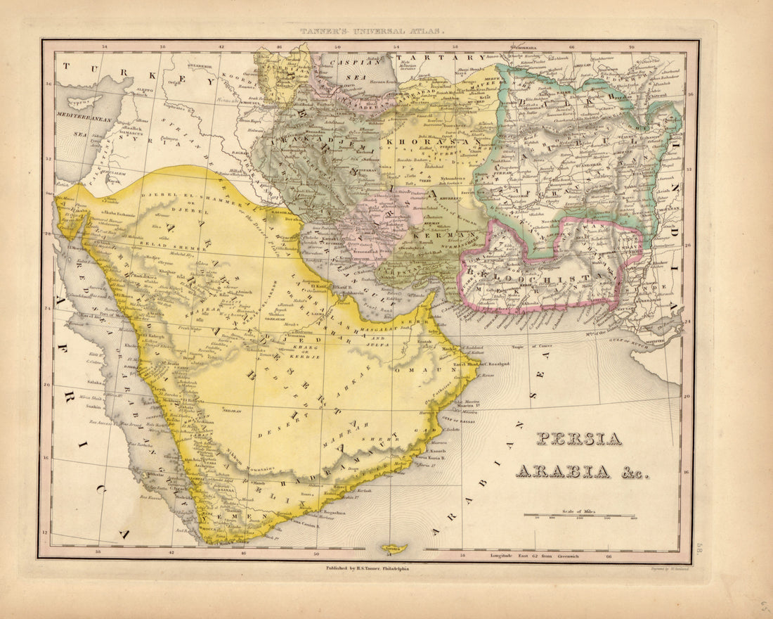 This hand drawn map of Persia and Arabia from Tanner&