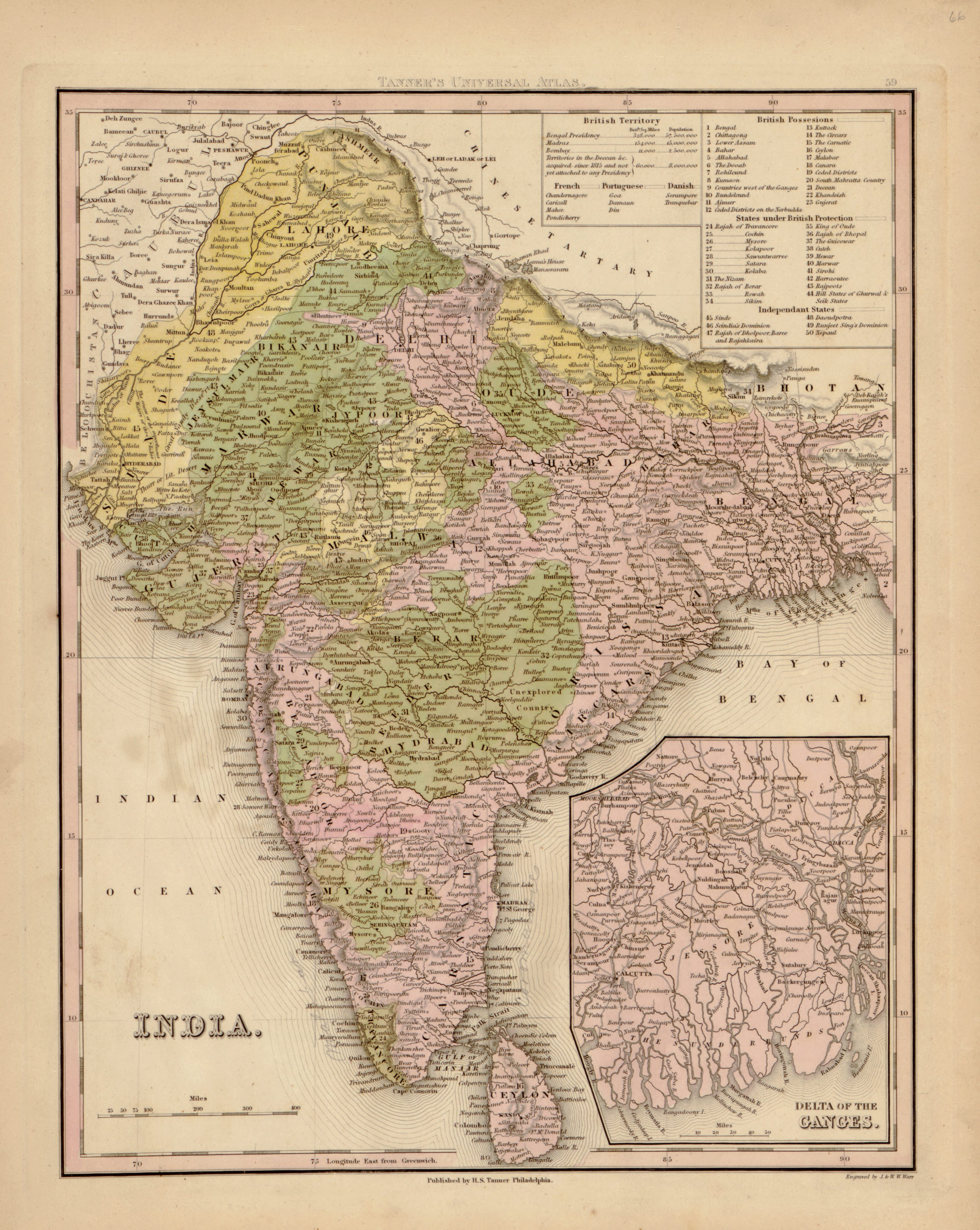 This hand drawn map of India from Tanner&