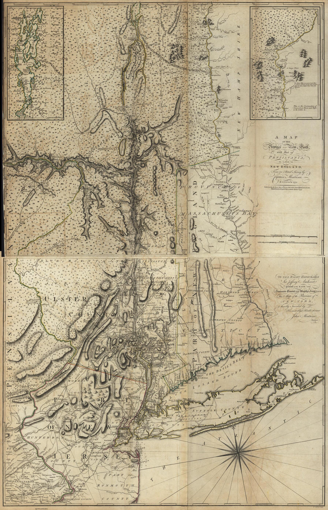 This old map of A Map of the Province of New York With Part of Pensylvania and New England from the North American Atlas, Selected from the Most Authentic Maps, Charts, Plans, &c. Hitherto Published. from 1777 was created by Thomas Jefferys in 1777