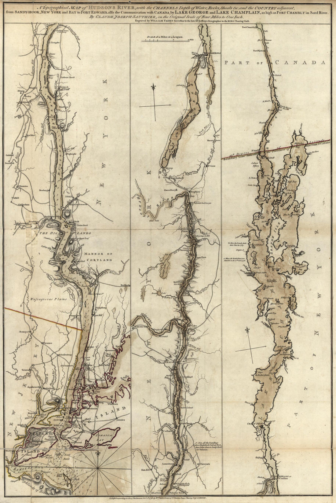This old map of A Topographical Map of Hudsons RiverLake George and Lake Champlain from the North American Atlas, Selected from the Most Authentic Maps, Charts, Plans, &c. Hitherto Published. from 1777 was created by Thomas Jefferys in 1777
