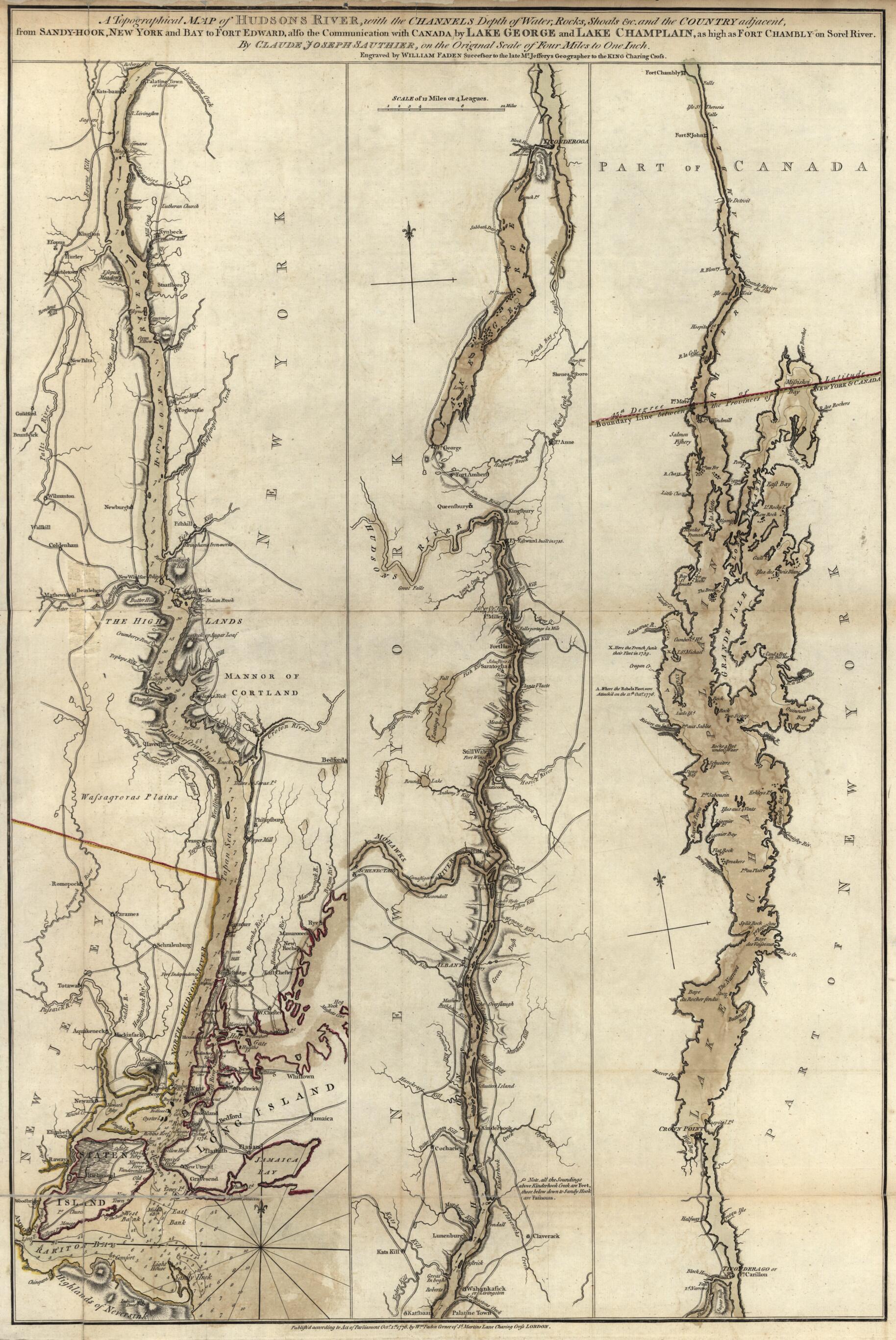 This old map of A Topographical Map of Hudsons RiverLake George and Lake Champlain from the North American Atlas, Selected from the Most Authentic Maps, Charts, Plans, &c. Hitherto Published. from 1777 was created by Thomas Jefferys in 1777