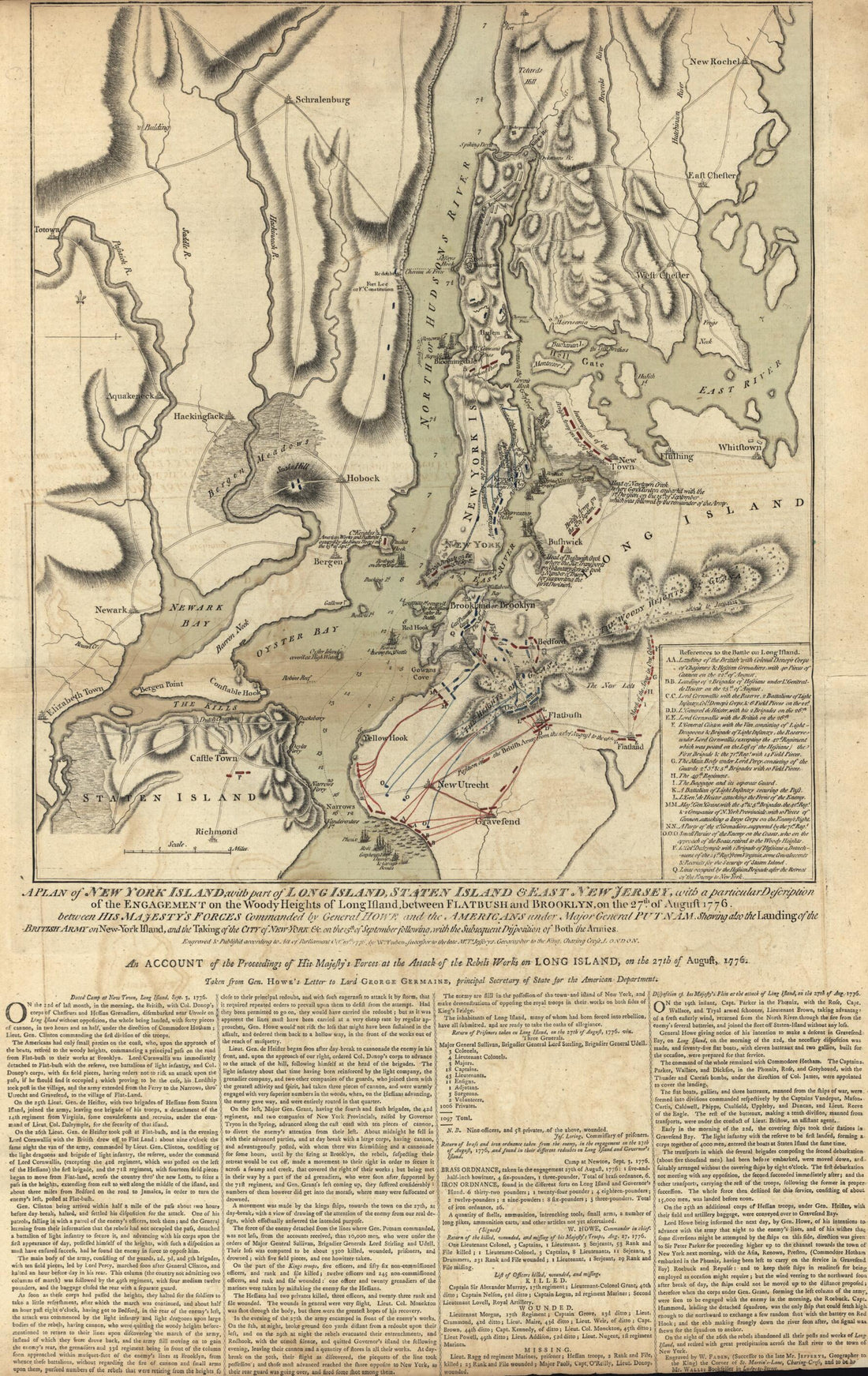 This old map of A Plan of New York IslandLong Island, Staten Island & East New Jersey from the North American Atlas, Selected from the Most Authentic Maps, Charts, Plans, &c. Hitherto Published. from 1777 was created by Thomas Jefferys in 1777