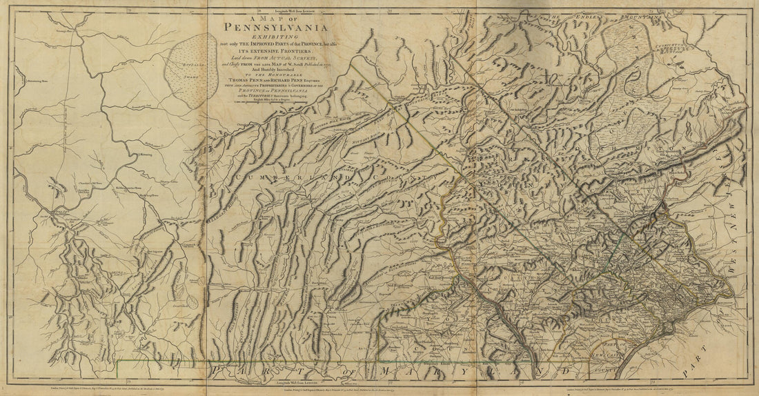 This old map of A Map of Pennsylvania from the North American Atlas, Selected from the Most Authentic Maps, Charts, Plans, &c. Hitherto Published. from 1777 was created by Thomas Jefferys in 1777