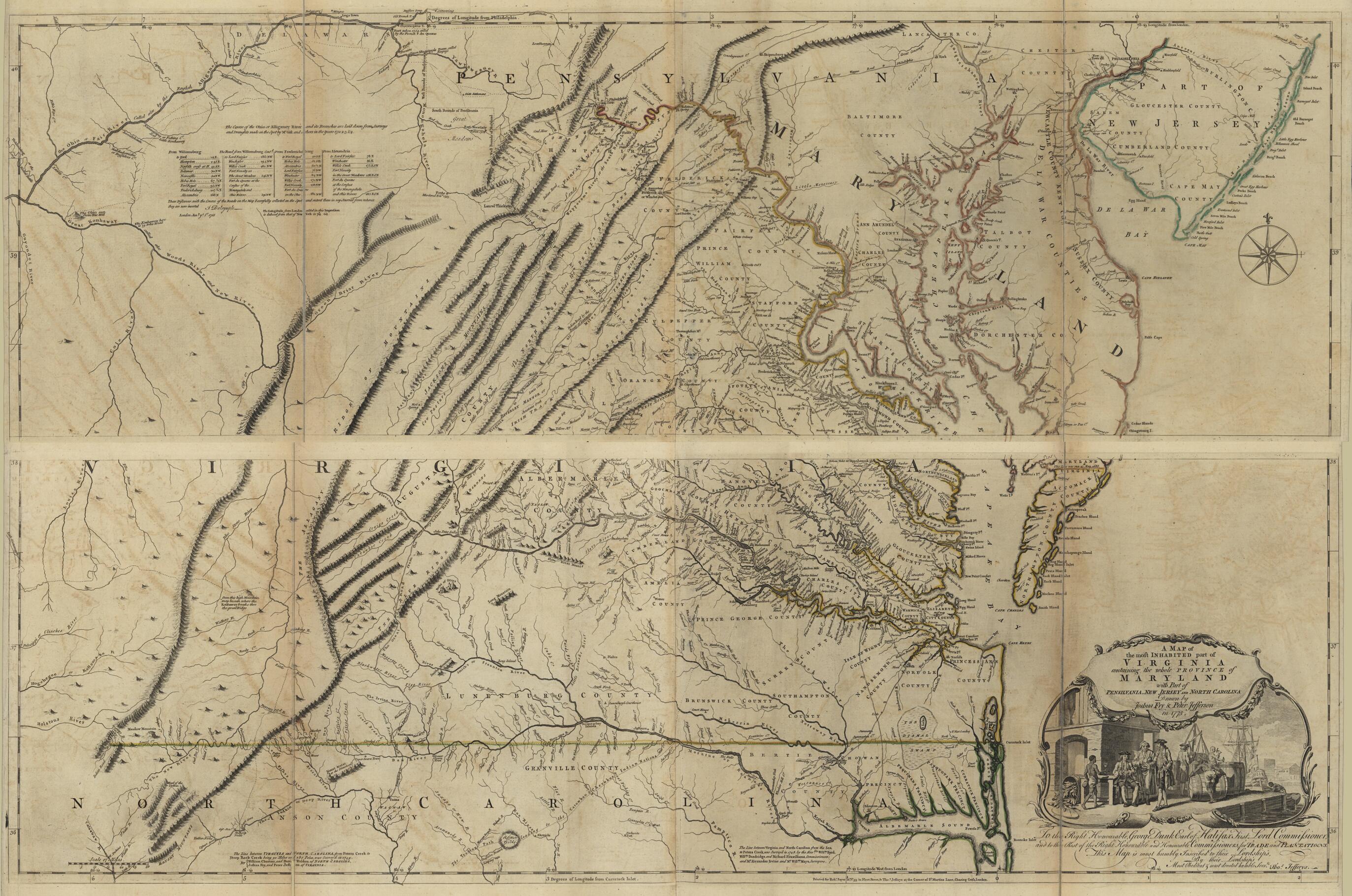 This old map of A Map of the Most Inhabited Part of Virginia ContainingMaryland from the North American Atlas, Selected from the Most Authentic Maps, Charts, Plans, &c. Hitherto Published. from 1777 was created by Thomas Jefferys in 1777