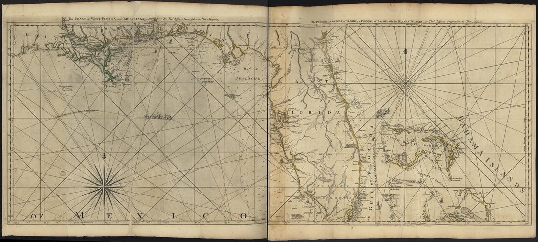 This old map of Coast of West Florida & Louisiana/Peninsula and Gulf of Florida Bahama from the North American Atlas, Selected from the Most Authentic Maps, Charts, Plans, &c. Hitherto Published. from 1777 was created by Thomas Jefferys in 1777