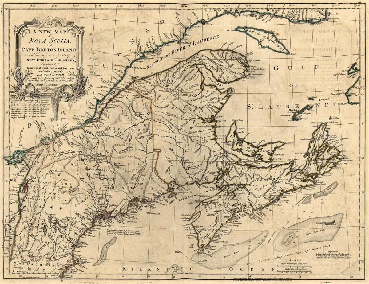A New Map of Nova Scotia and Cape Breton Island from the North American Atlas, Selected from the Most Authentic Maps, Charts, Plans, &c. Hitherto Published. 1777 by Relic Map Company