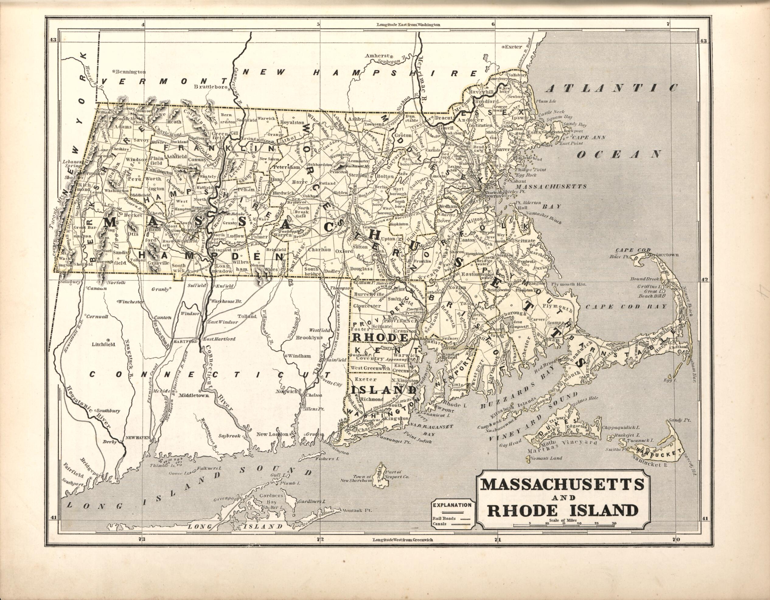 This old map of Massachusetts & Rhode Island from Morse&
