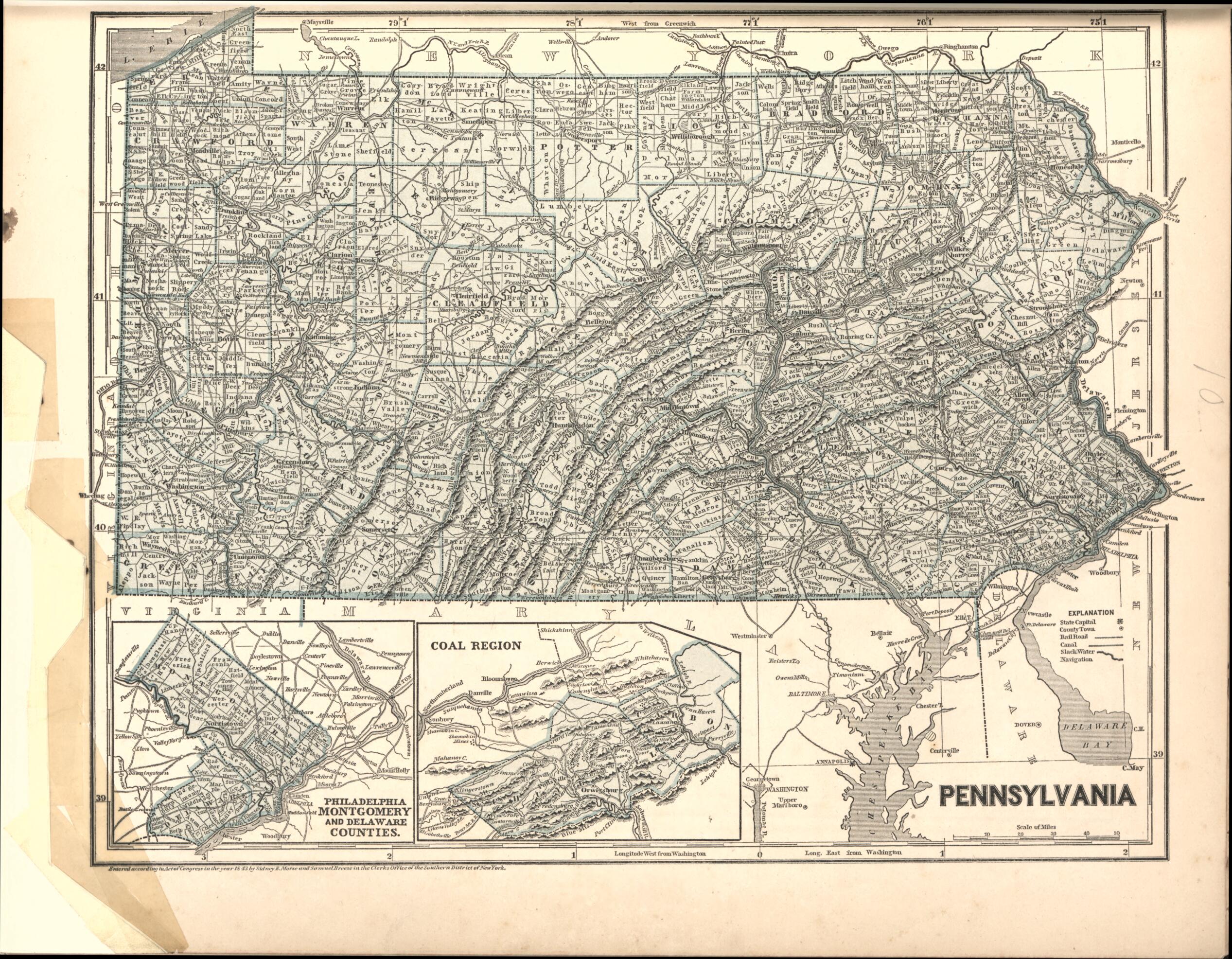 This old map of Pennsylvania from Morse&