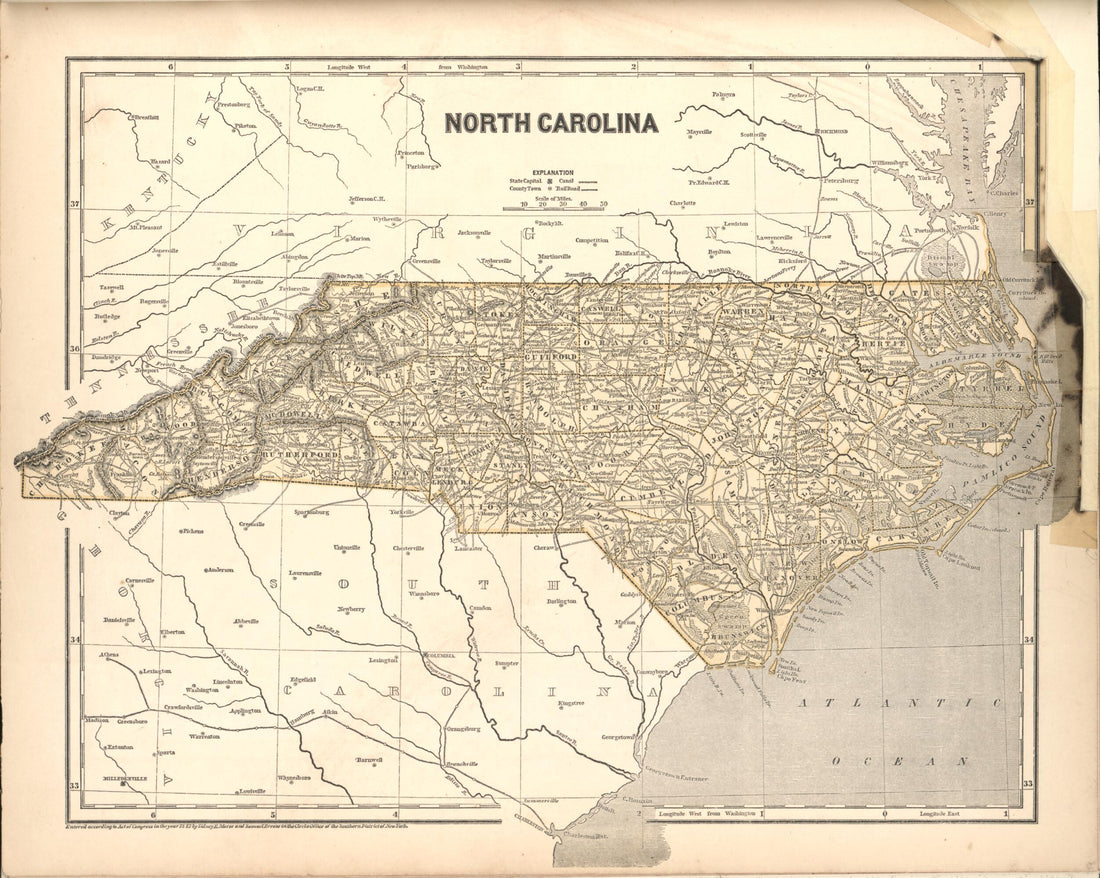 This old map of North Carolina from Morse&