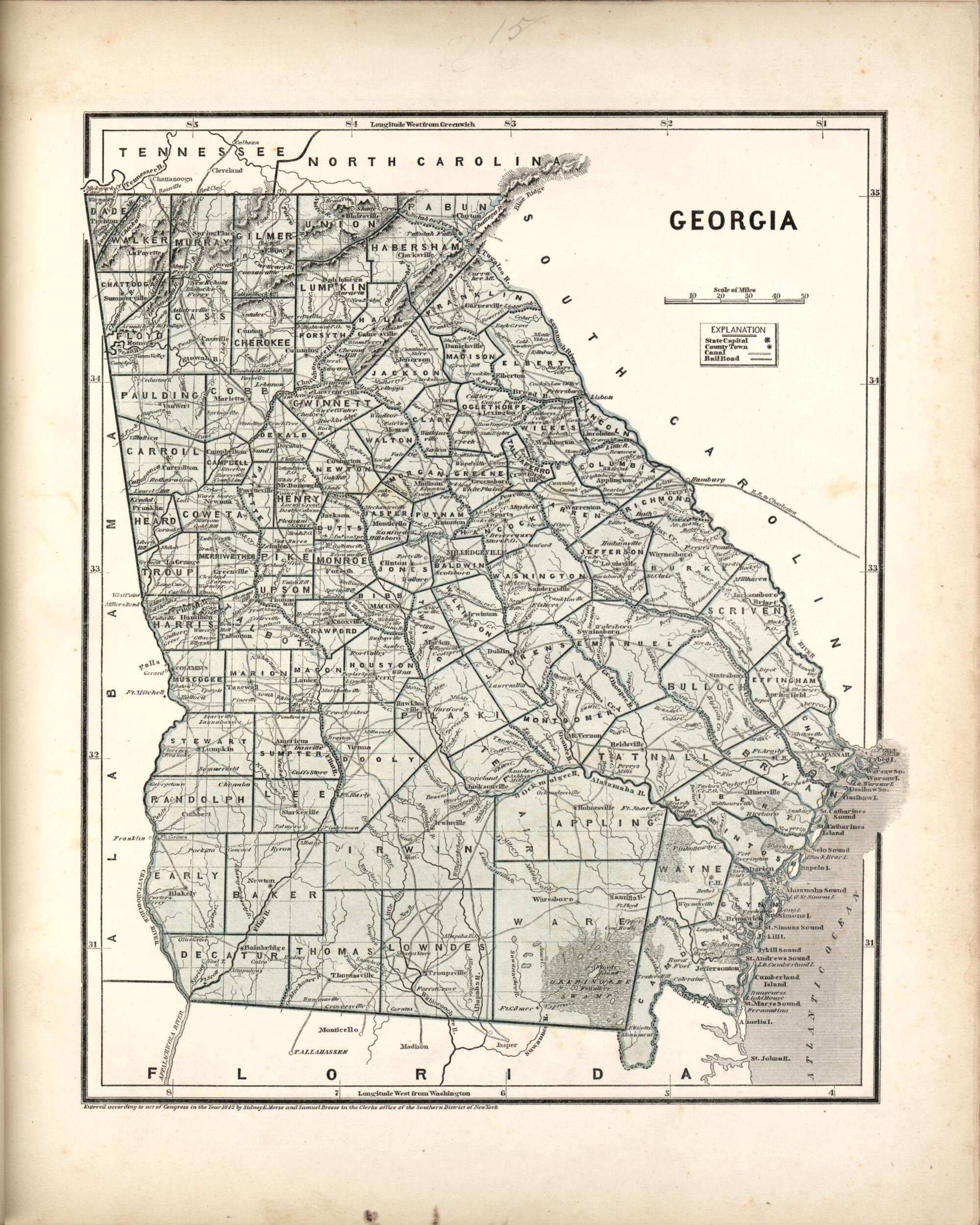 This old map of Georgia from Morse&