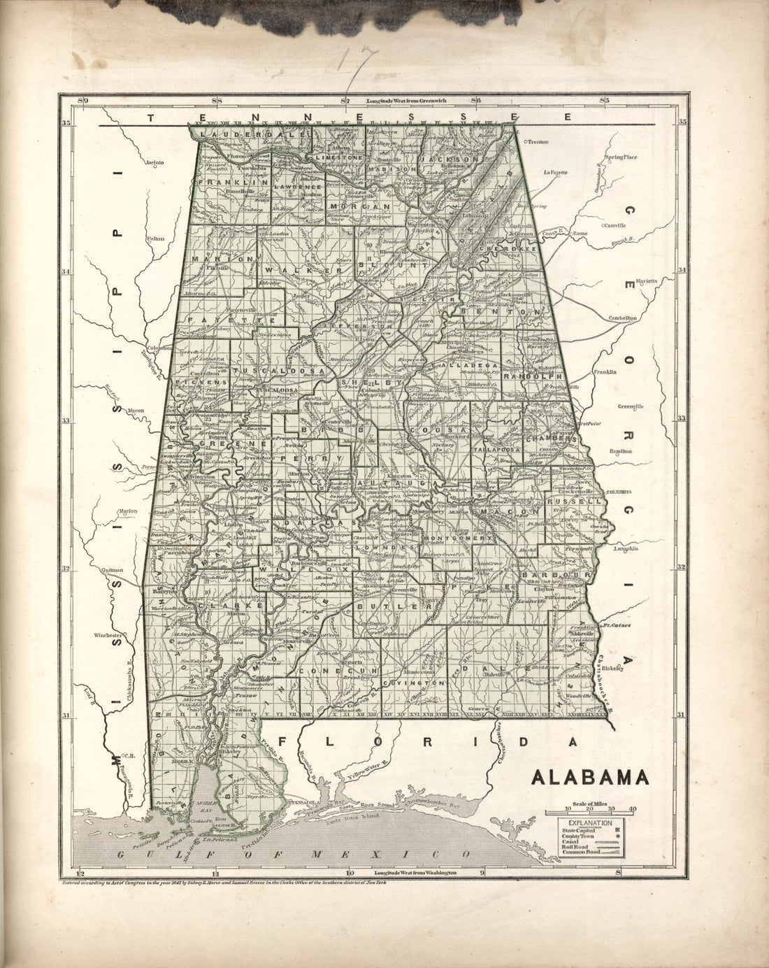 This old map of Alabama from Morse&