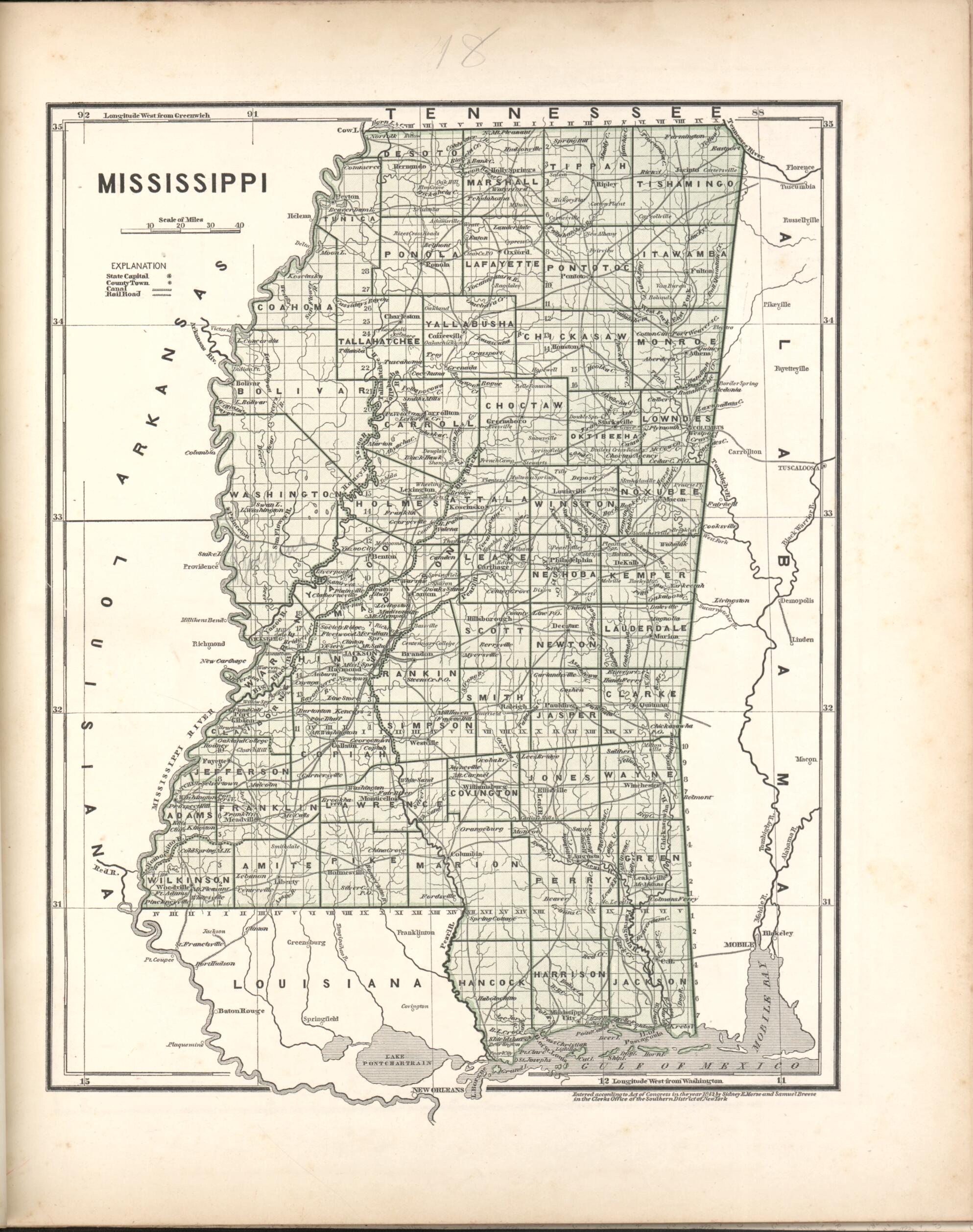 This old map of Mississippi from Morse&