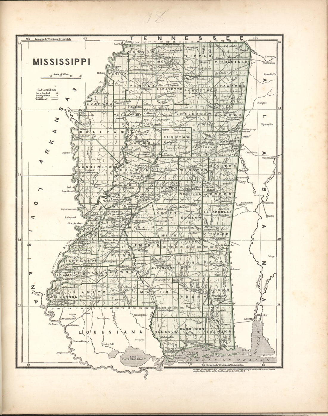 This old map of Mississippi from Morse&