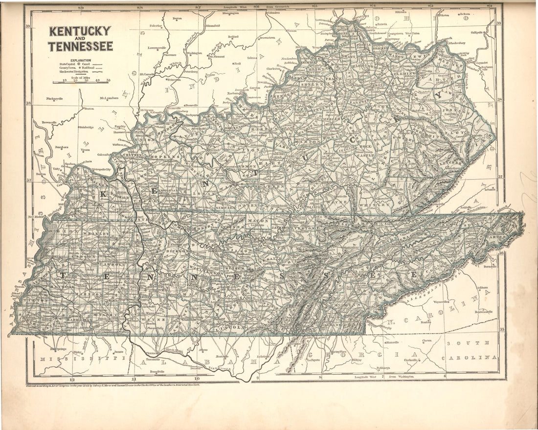 This old map of Kentucky and Tennessee from Morse&
