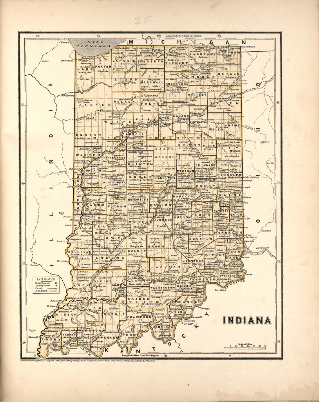 This old map of Indiana from Morse&