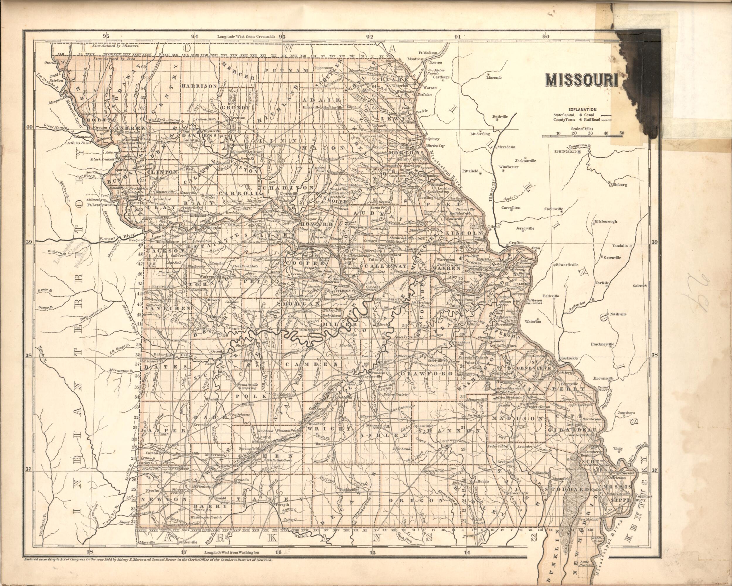 This old map of Missouri from Morse&