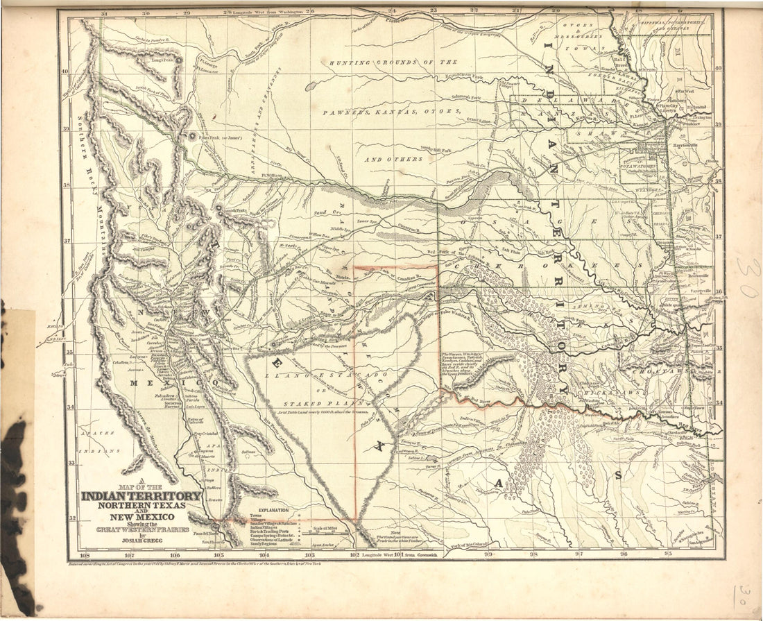 This old map of Indian Territory (Northern Texas and New Mexico) from Morse&