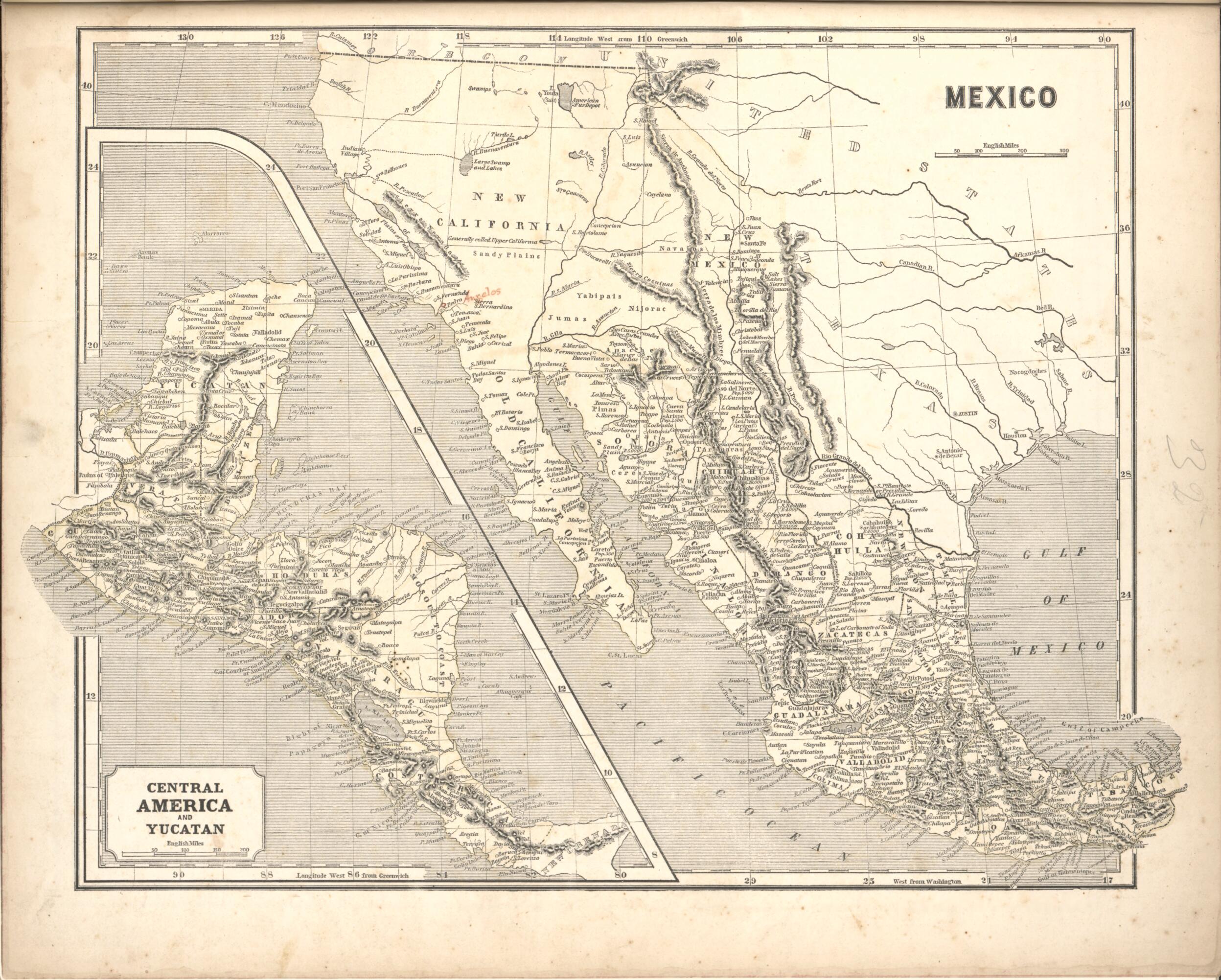 This old map of Mexico and Inset Map of Central America and Yucatan from Morse&
