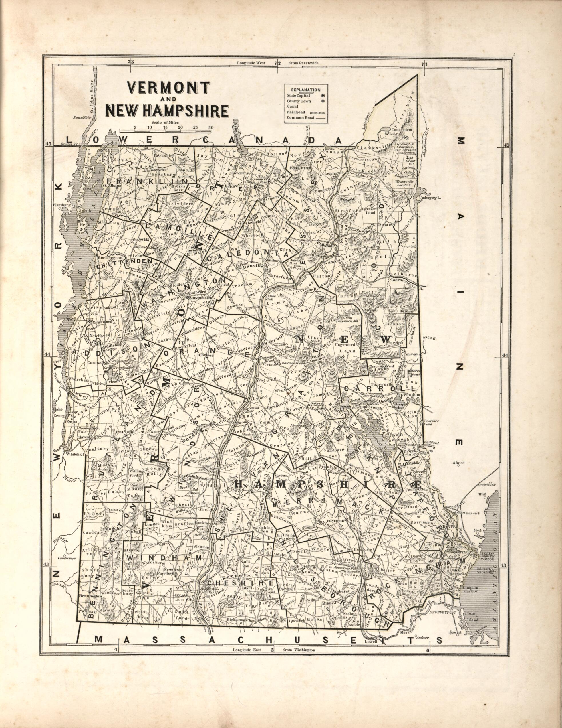 This old map of Vermont & New Hampshire from Morse&