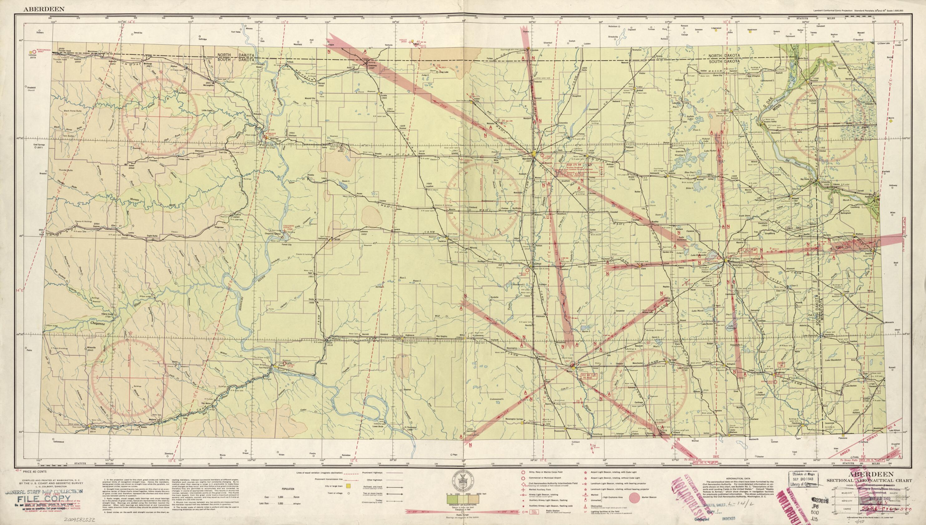 This old map of Aberdeen, SD -1940 from Sectional Aeronautical Charts from 1927 was created by United States. Federal Aviation Administration in 1927