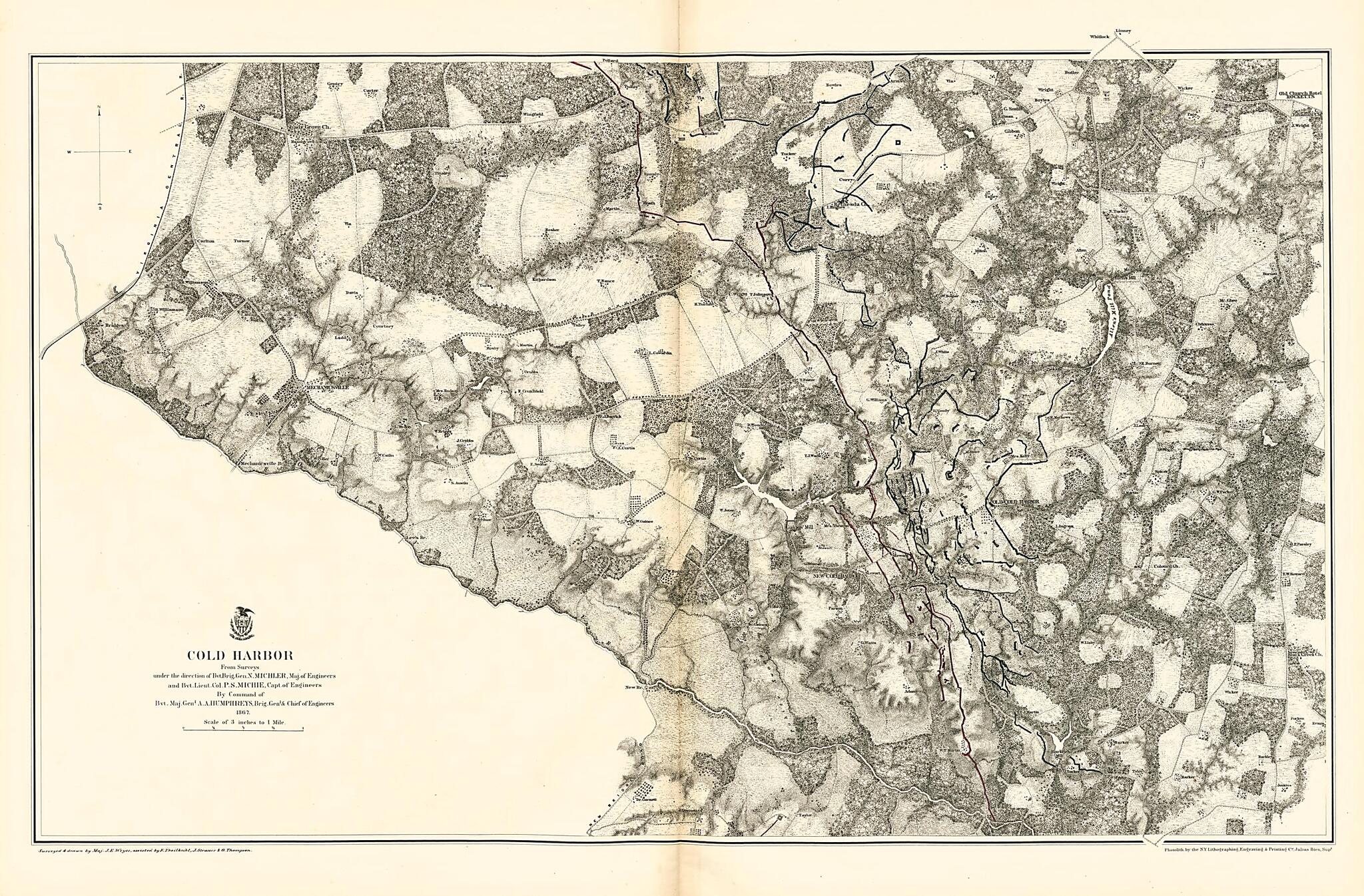 This old map of Cold Harbor from Military Maps Illustrating the Operations of the Armies of the Potomac & James, May 4th 1864 to April 9th 1865. from 1869 was created by United States. Army. Corps of Engineers in 1869