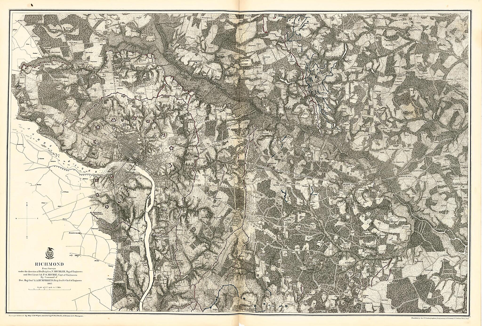 This old map of Richmond from Military Maps Illustrating the Operations of the Armies of the Potomac & James, May 4th 1864 to April 9th 1865. from 1869 was created by United States. Army. Corps of Engineers in 1869