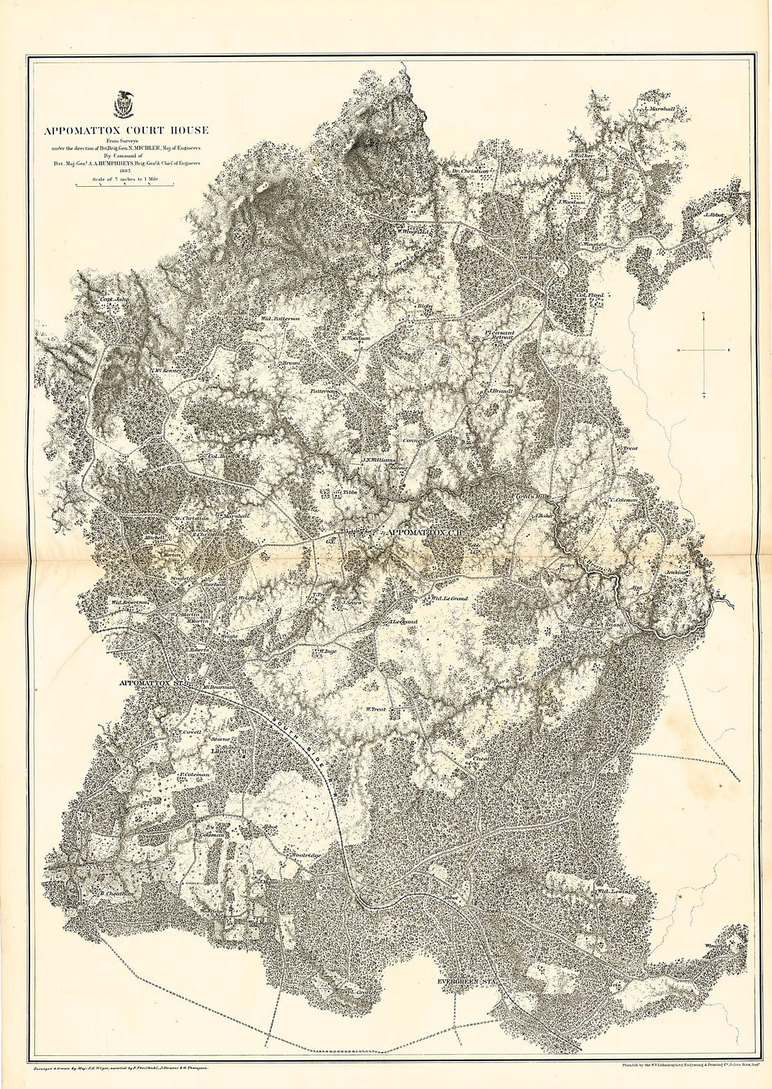 This old map of Appomattox Court House from Military Maps Illustrating the Operations of the Armies of the Potomac & James, May 4th 1864 to April 9th 1865. from 1869 was created by United States. Army. Corps of Engineers in 1869