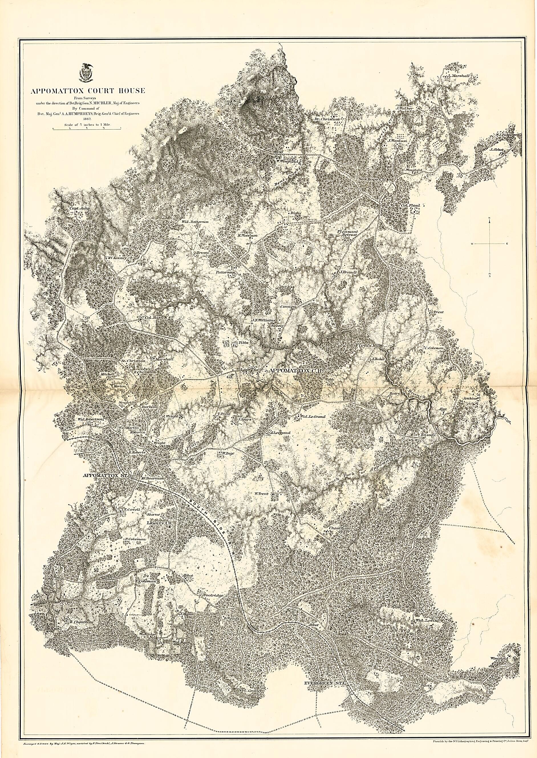 This old map of Appomattox Court House from Military Maps Illustrating the Operations of the Armies of the Potomac & James, May 4th 1864 to April 9th 1865. from 1869 was created by United States. Army. Corps of Engineers in 1869