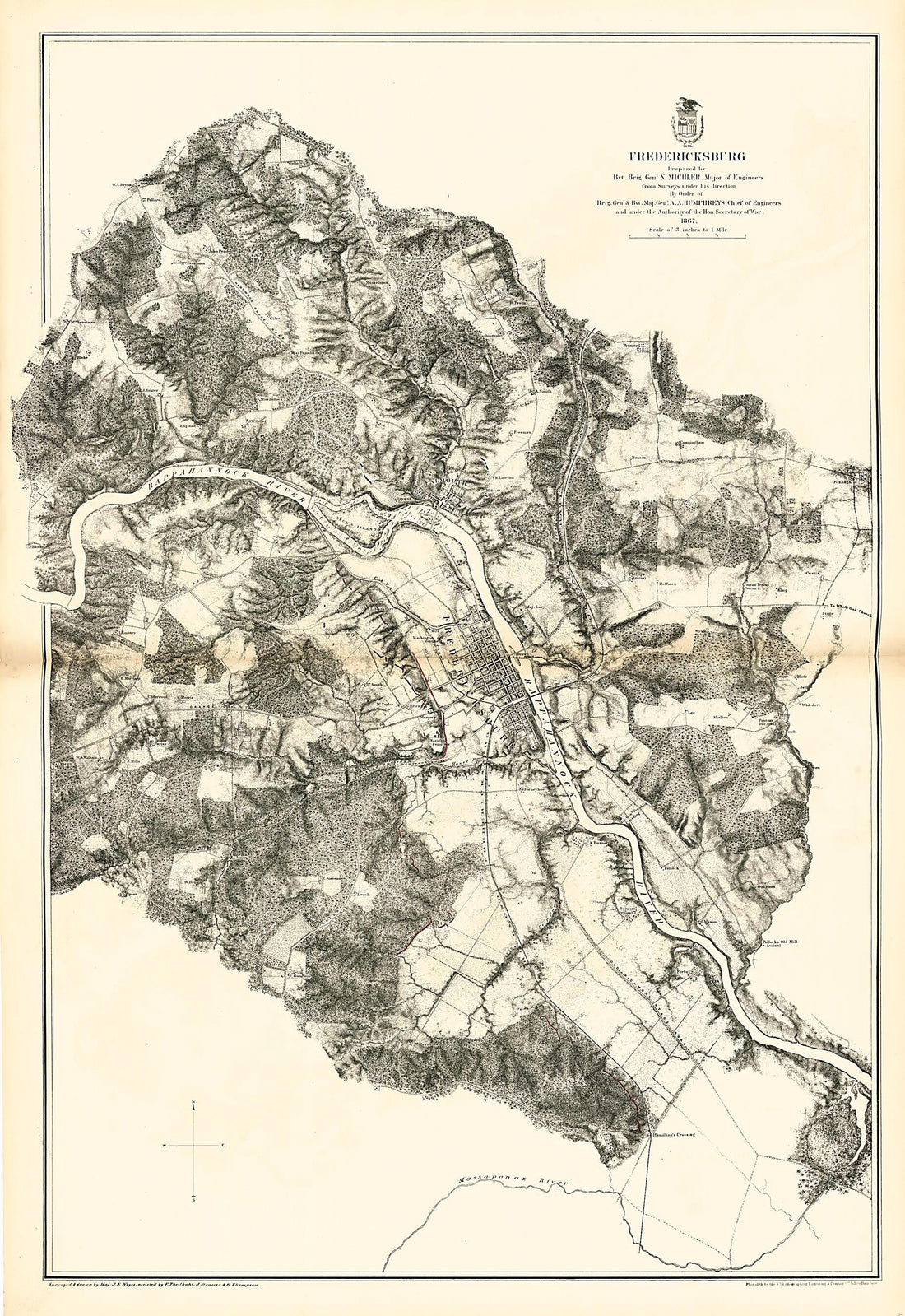 This old map of Fredericksburg from Military Maps Illustrating the Operations of the Armies of the Potomac & James, May 4th 1864 to April 9th 1865. from 1869 was created by United States. Army. Corps of Engineers in 1869
