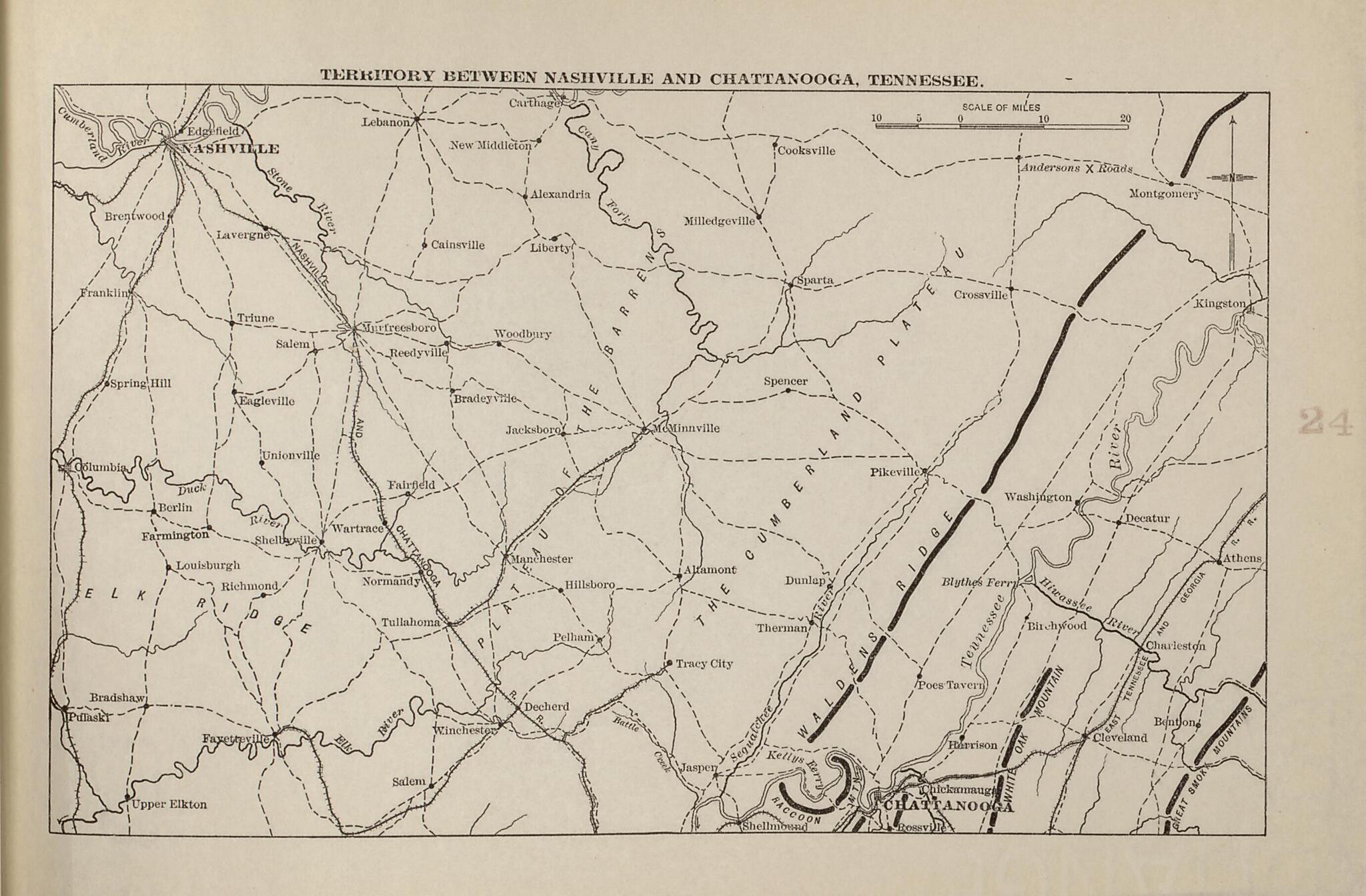 Territory Between Nashville and Chattanooga, Tenn. from American Civil War Atlas 1914 by Relic Map Company