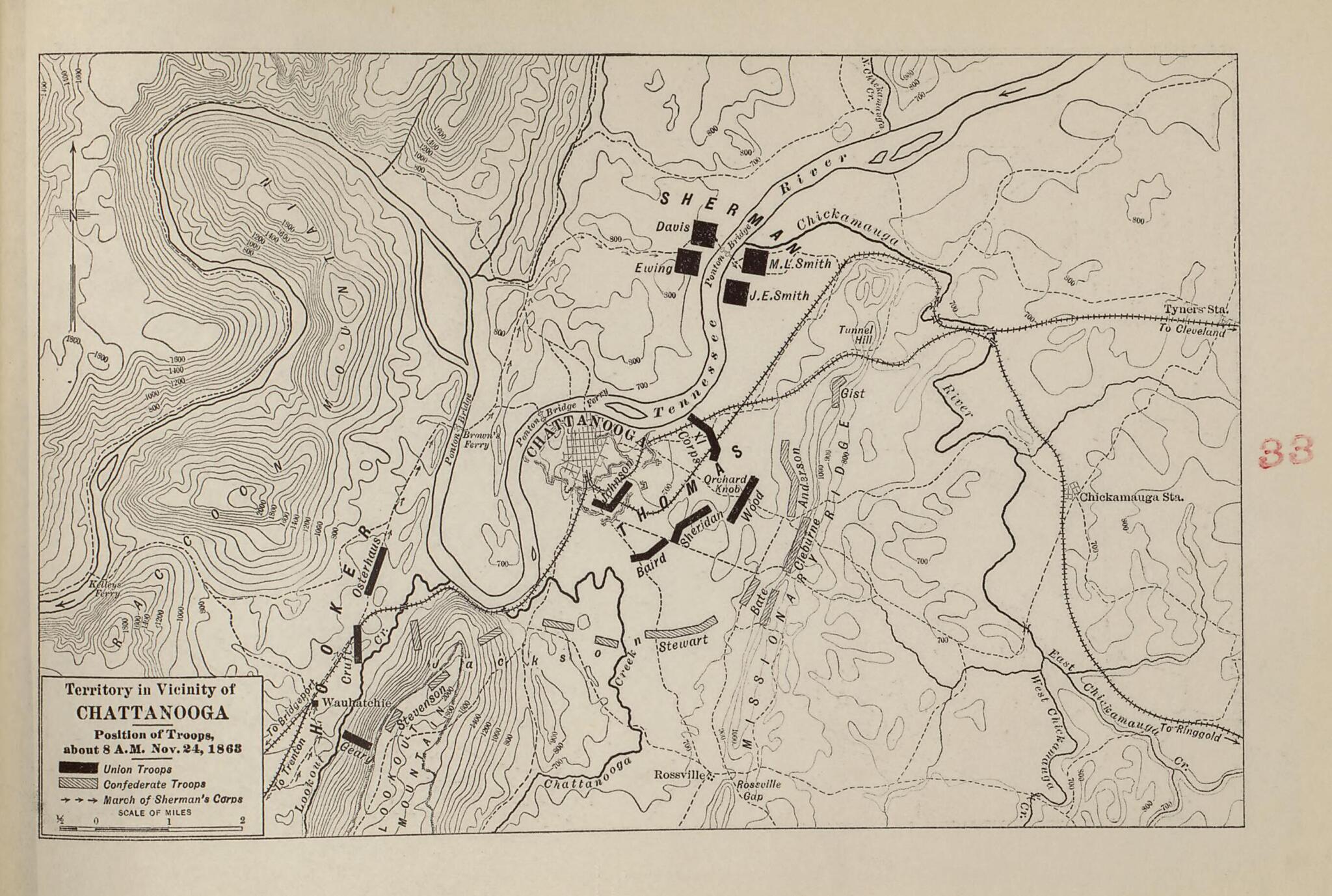 Territory In Vicinity of Chickamauga, Nov. 24, 1863 from American Civil War Atlas 1914 by Relic Map Company